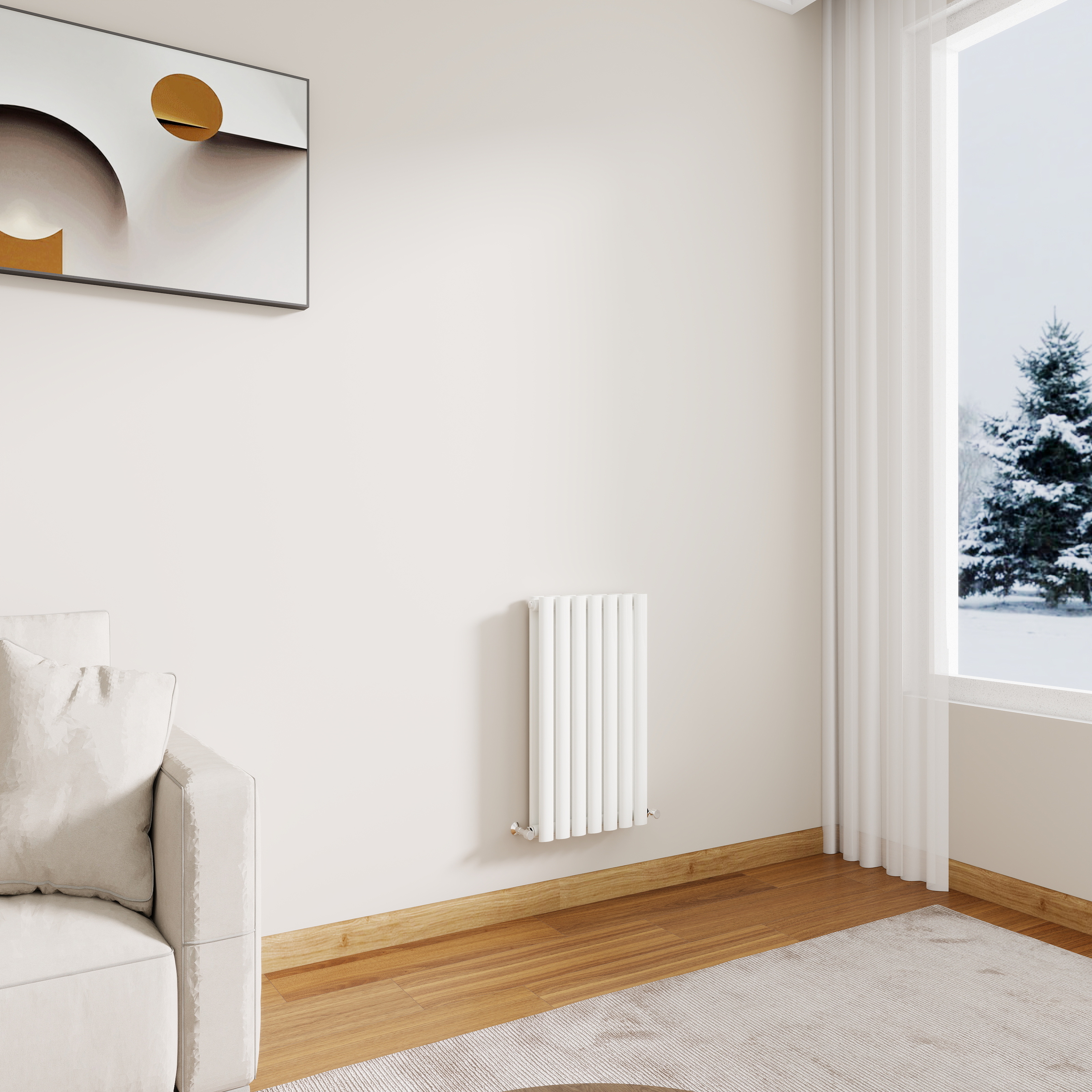 STECHHOMES Designer Oval Column Radiator – Horizontal Central Heating — 600x413mm Double White