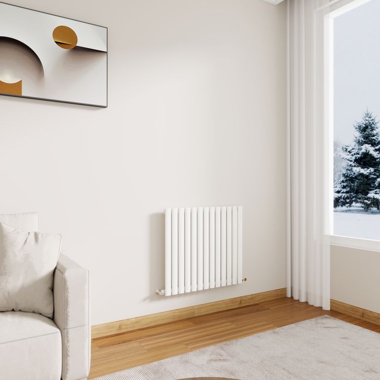 STECHHOMES Designer Oval Column Radiator – Horizontal Central Heating — 600x767mm Single White