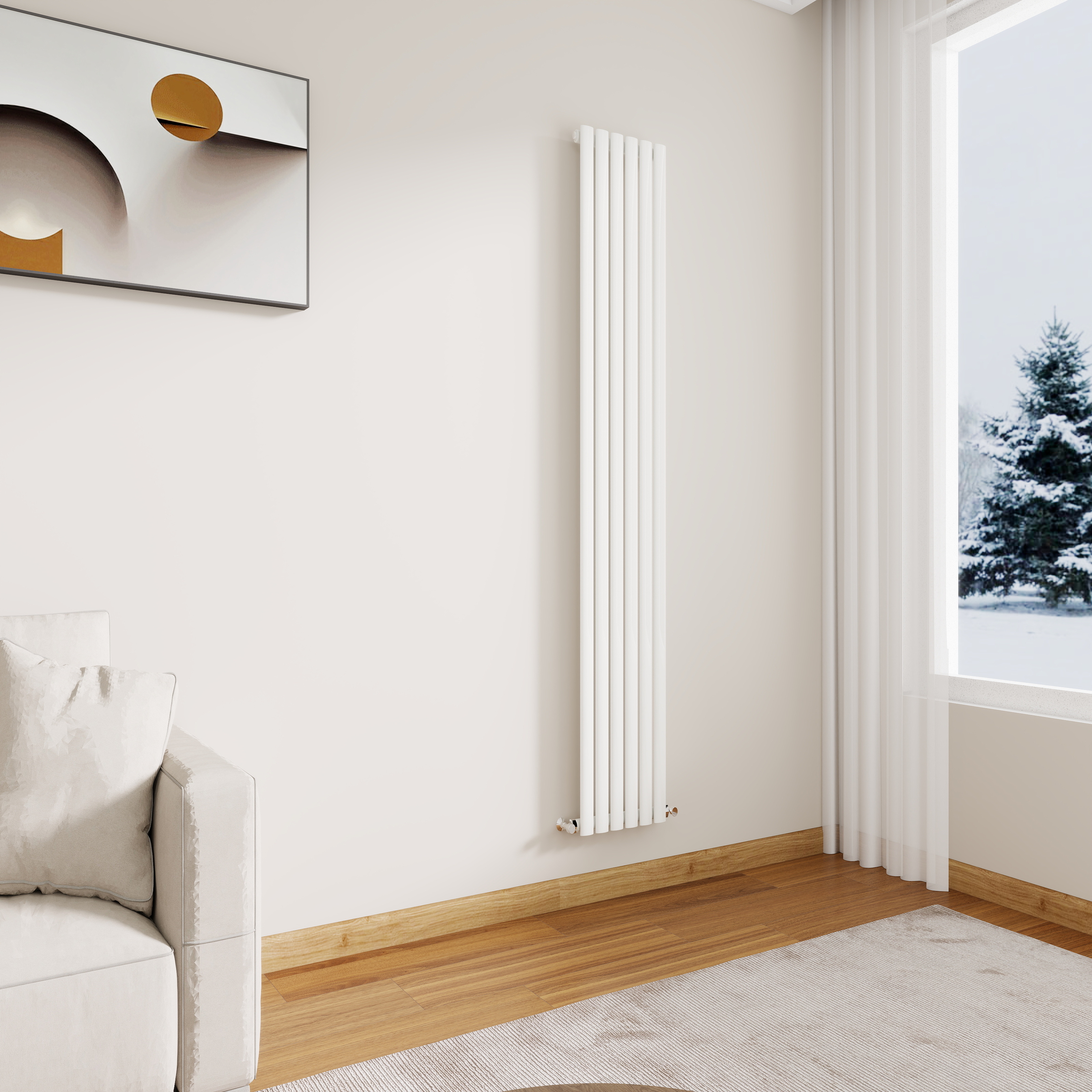 STECHHOMES Designer Oval Column Radiator – Vertical Central Heating — 1800x354mm Single White