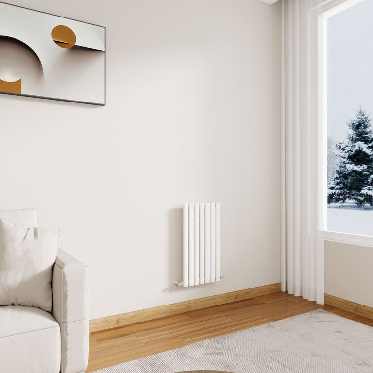 STECHHOMES Designer Oval Column Radiator – Horizontal Central Heating — 600x413mm Single White