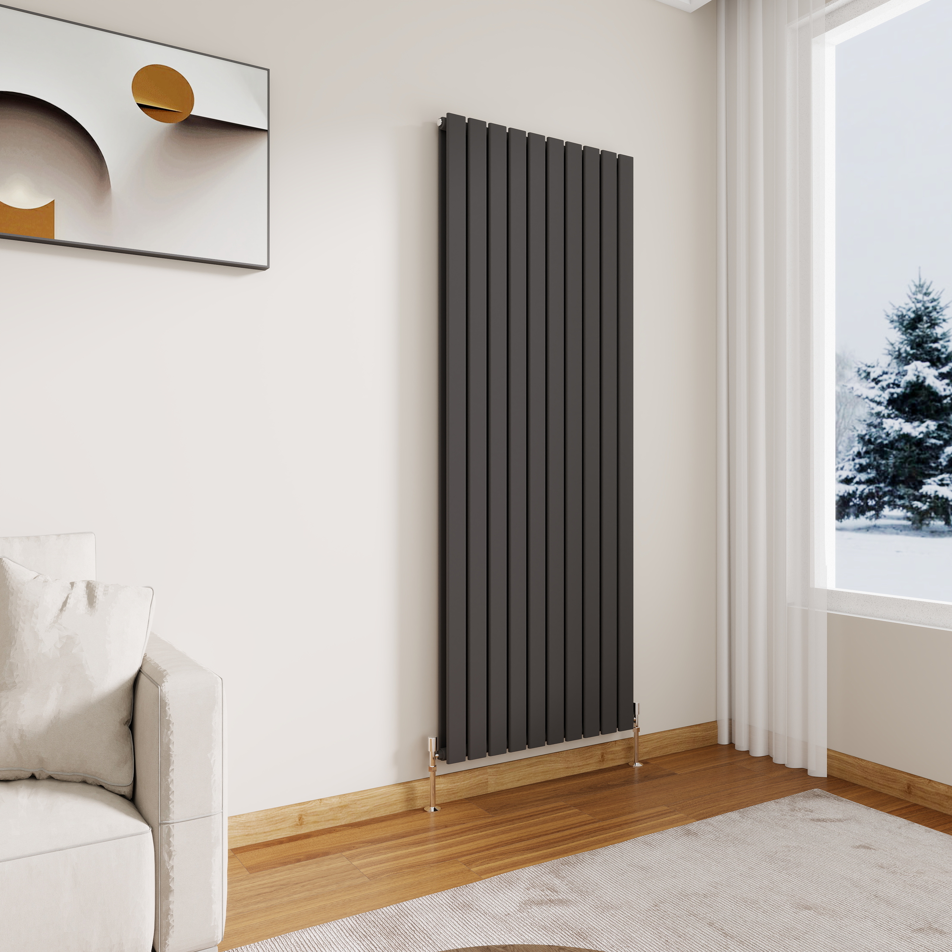 STECHHOMES Designer Flat Panel Radiator – Vertical Central Heating — 1800x680mm Double Anthracite
