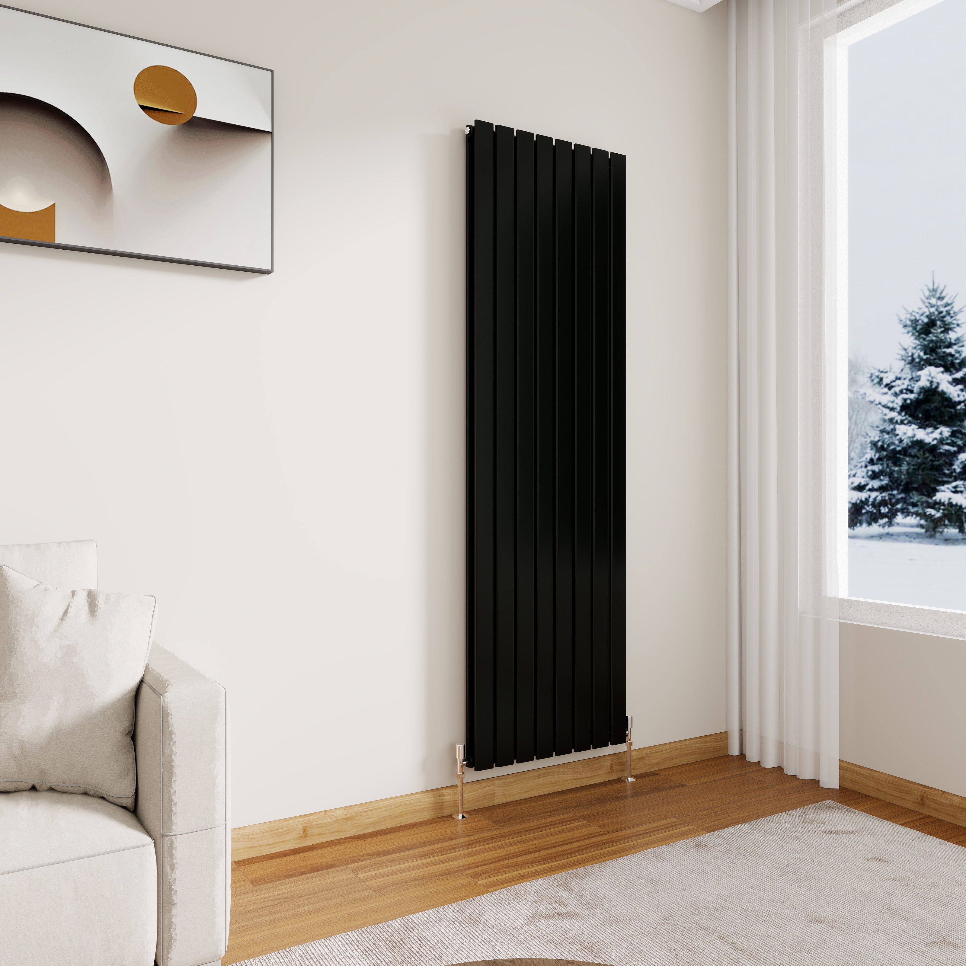 STECHHOMES Designer Flat Panel Radiator – Vertical Central Heating — 1800x544mm Double Black