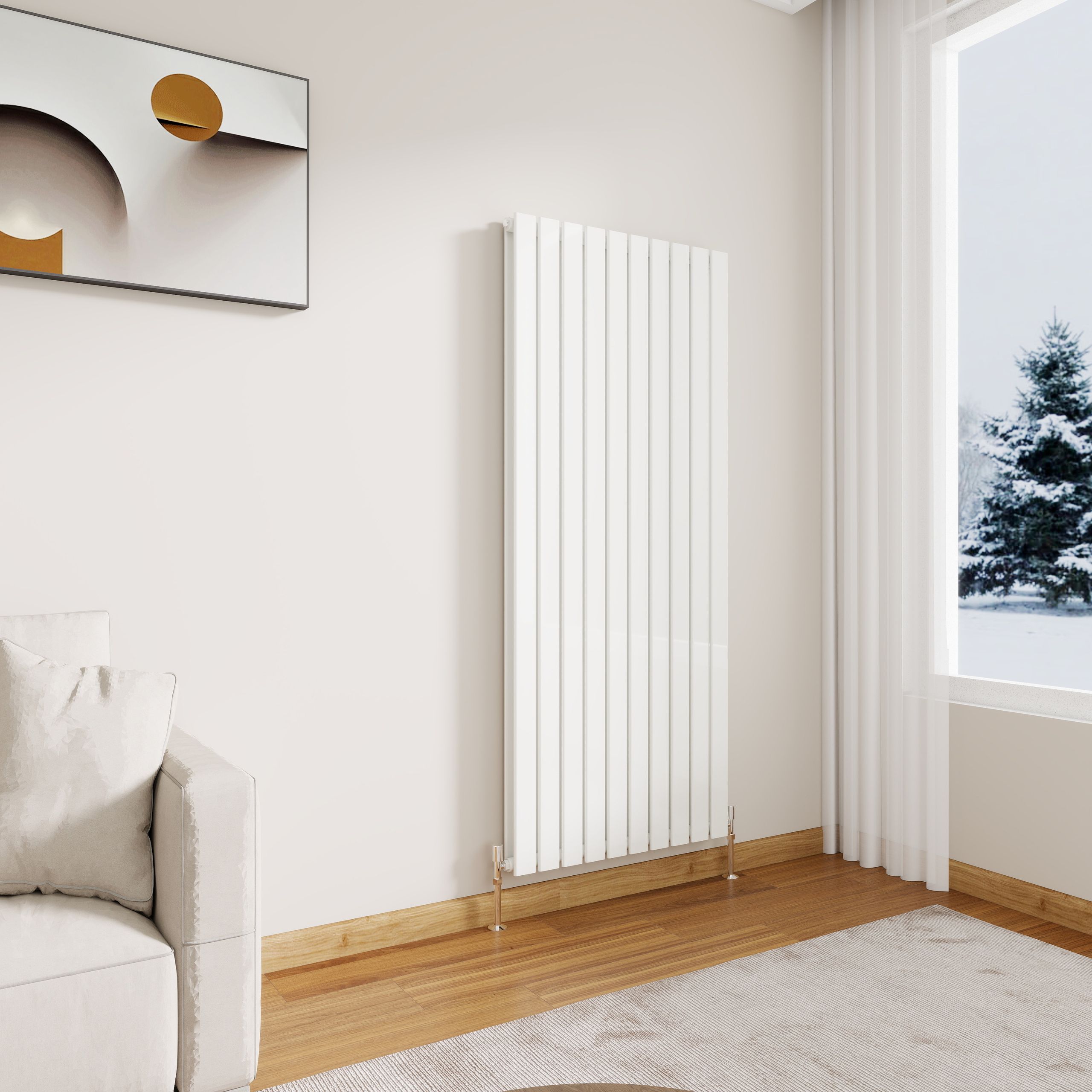 STECHHOMES Designer Flat Panel Radiator – Vertical Central Heating — 1600x680mm Double White