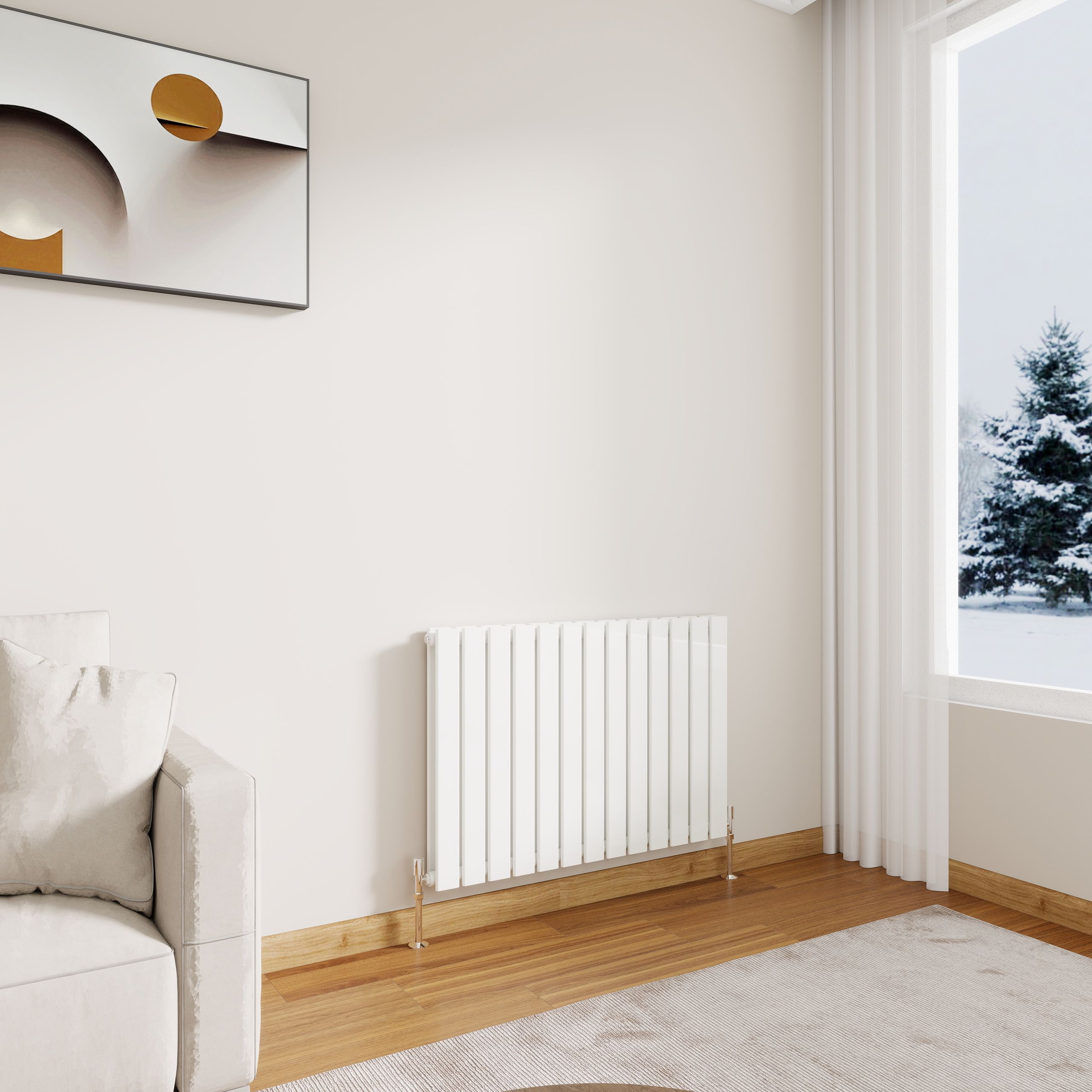 STECHHOMES Designer Flat Panel Radiator – Horizontal Central Heating — 600x884mm Double White