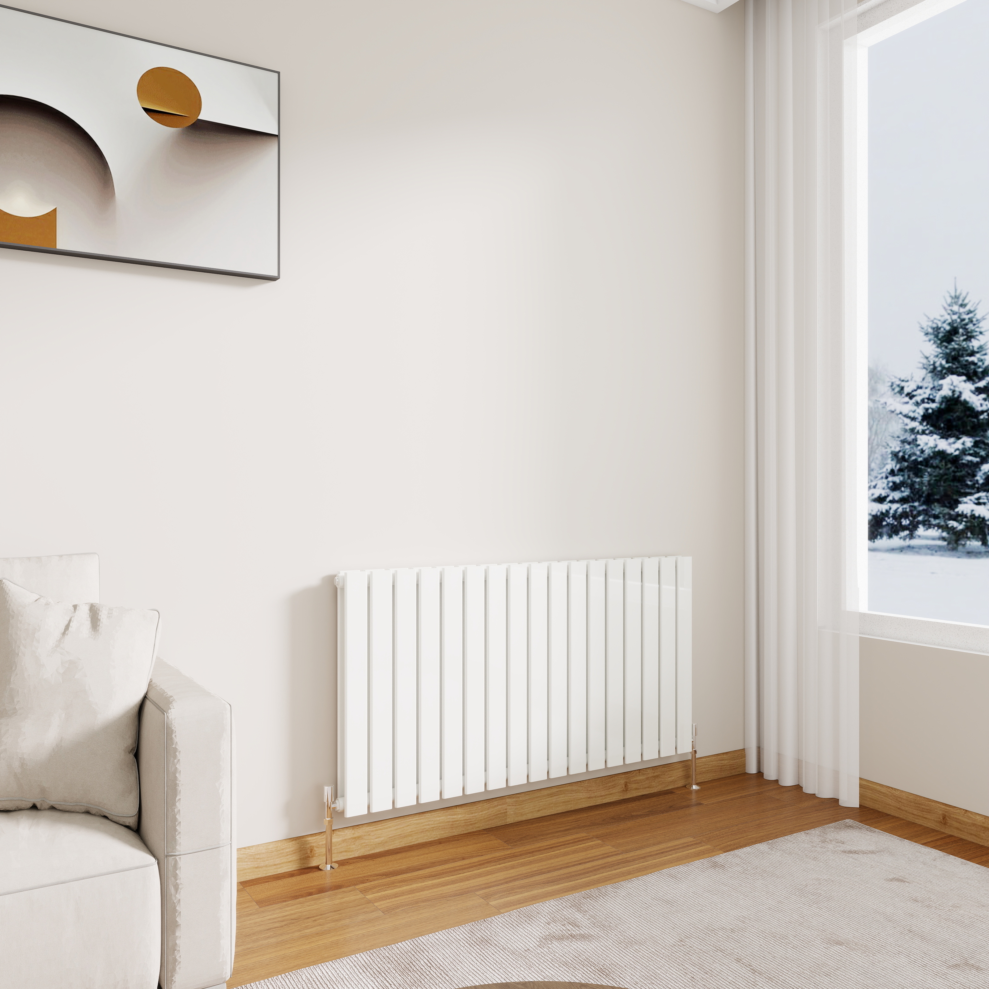 STECHHOMES Designer Flat Panel Radiator – Horizontal Central Heating — 600x1156mm Double White