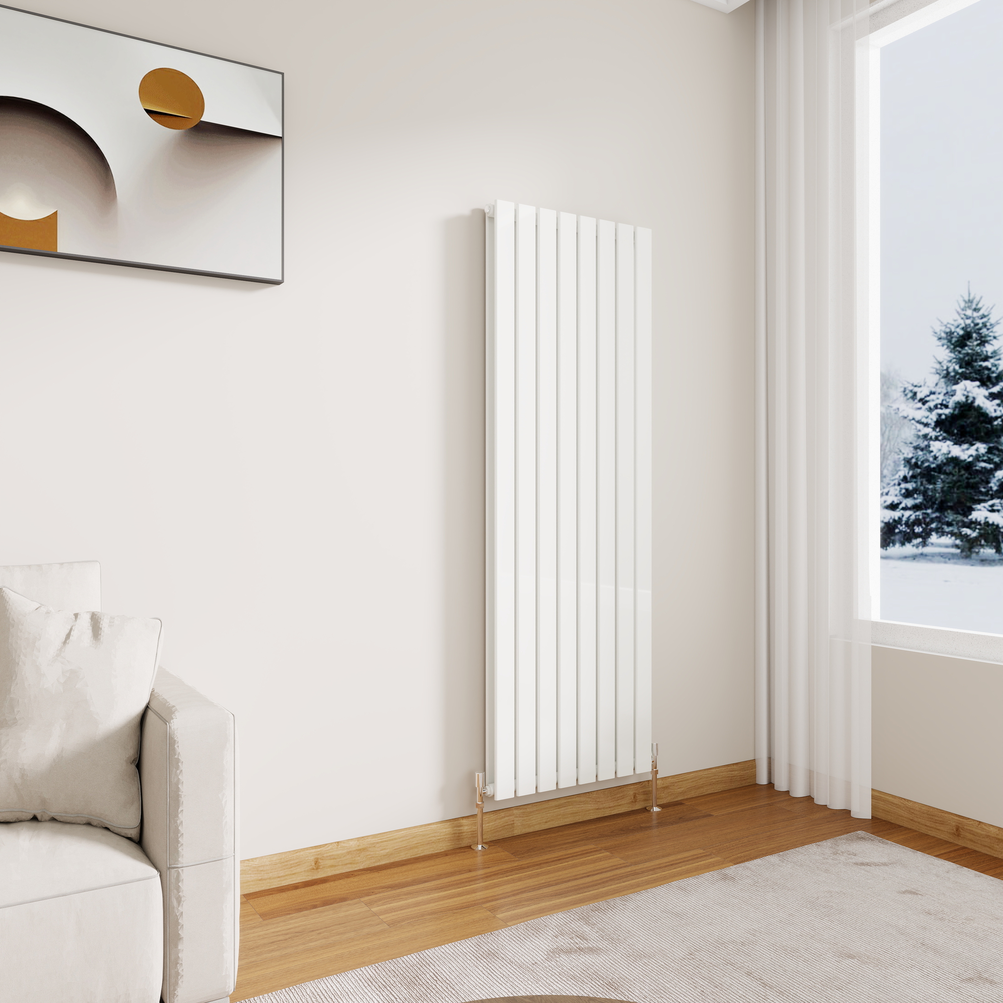 STECHHOMES Designer Flat Panel Radiator – Vertical Central Heating — 1600x544mm Double White