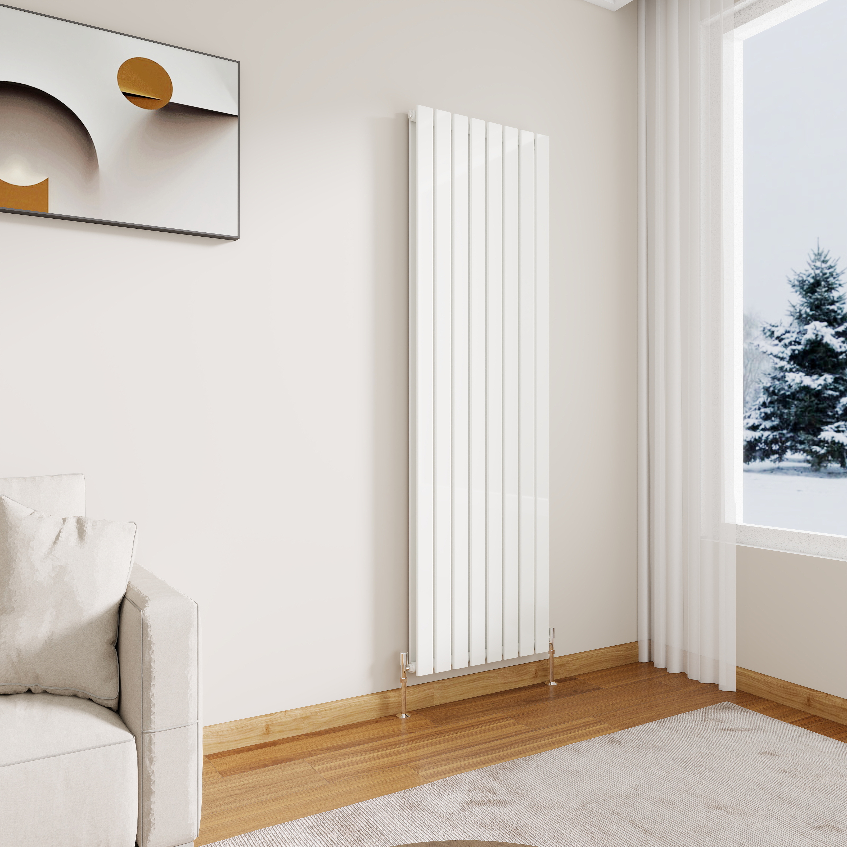 STECHHOMES Designer Flat Panel Radiator – Vertical Central Heating — 1800x544mm Double White