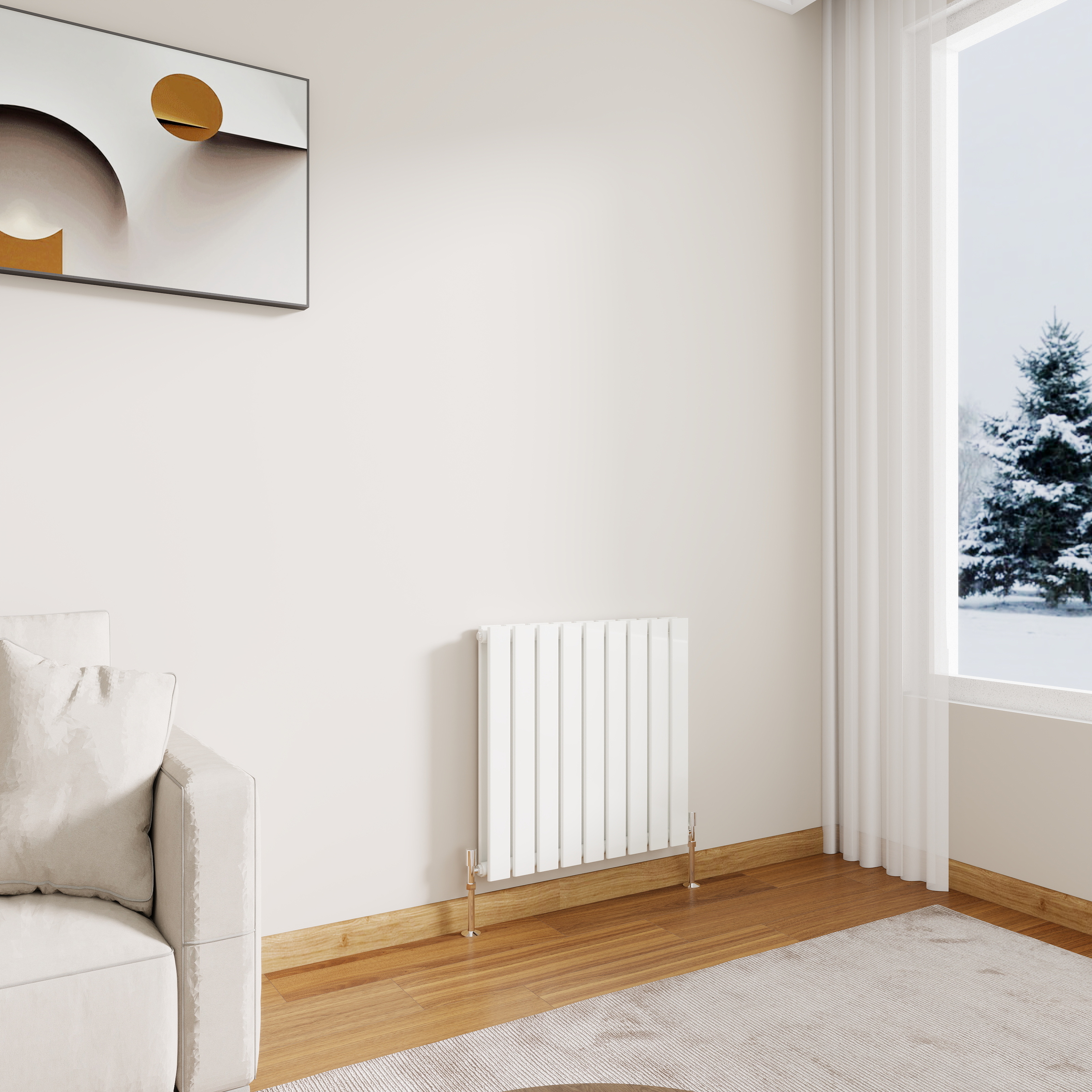 STECHHOMES Designer Flat Panel Radiator – Horizontal Central Heating — 600x612mm Double White