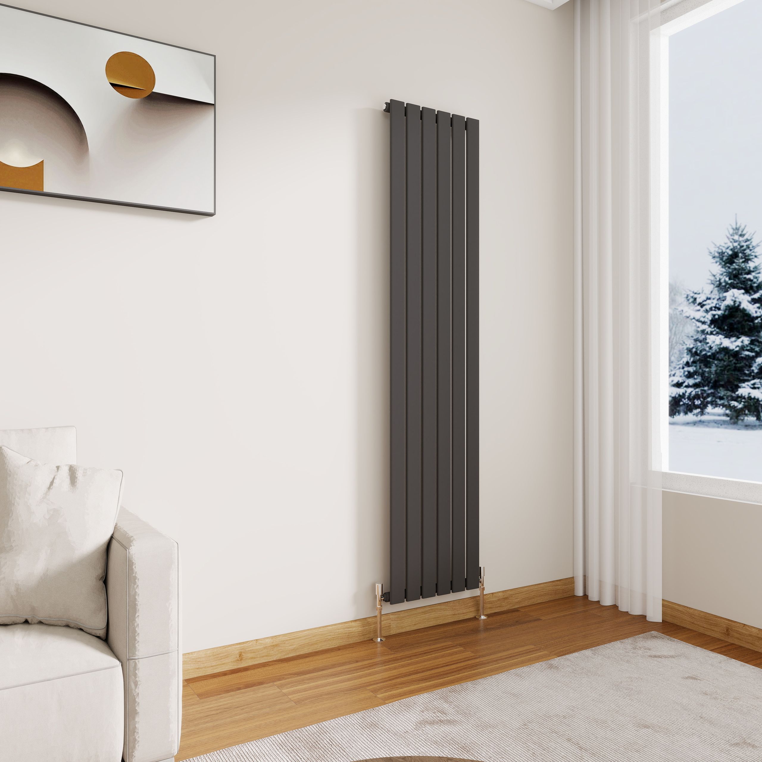 STECHHOMES Designer Flat Panel Radiator – Vertical Central Heating — 1800x408mm Single Anthracite
