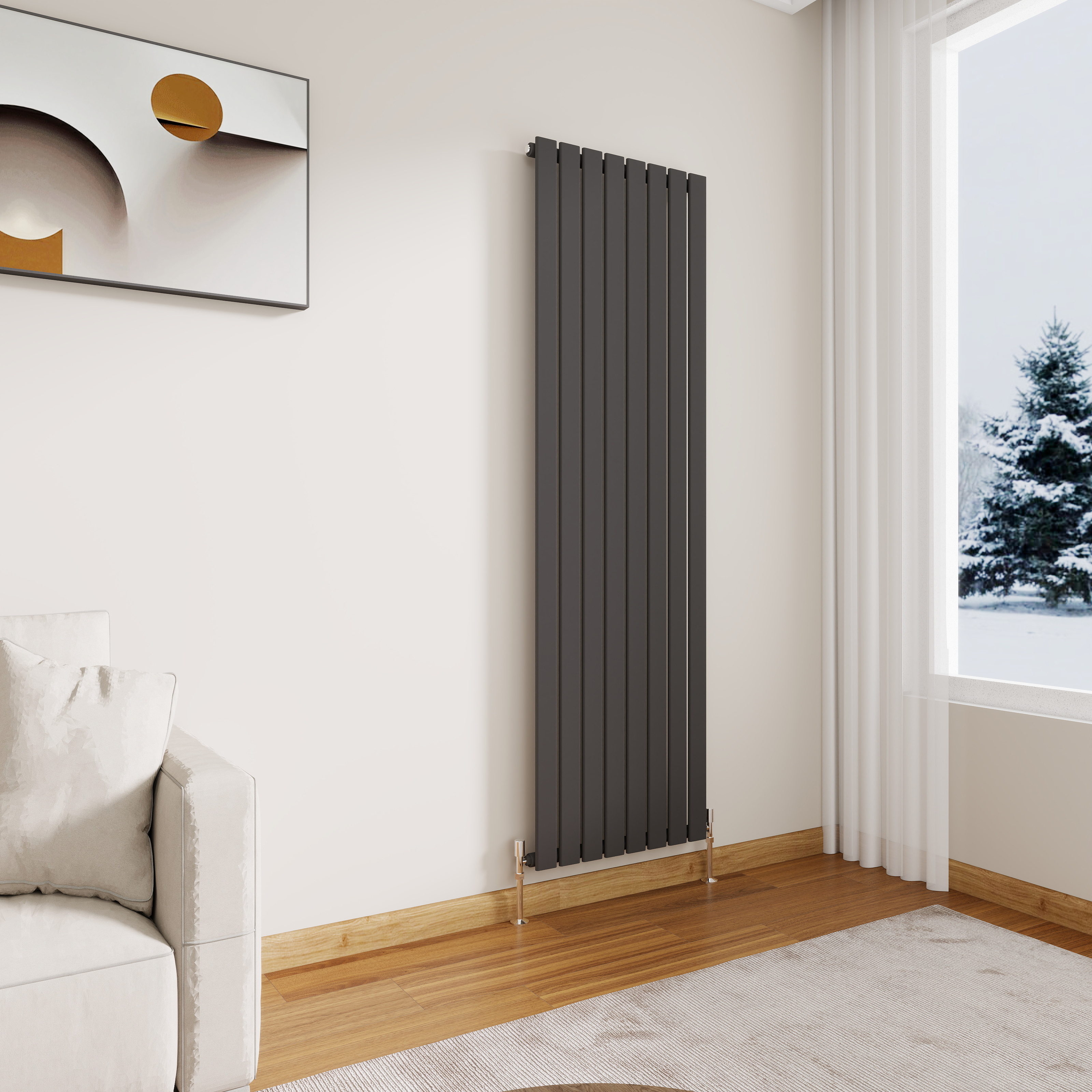 STECHHOMES Designer Flat Panel Radiator – Vertical Central Heating — 1800x544mm Single Anthracite