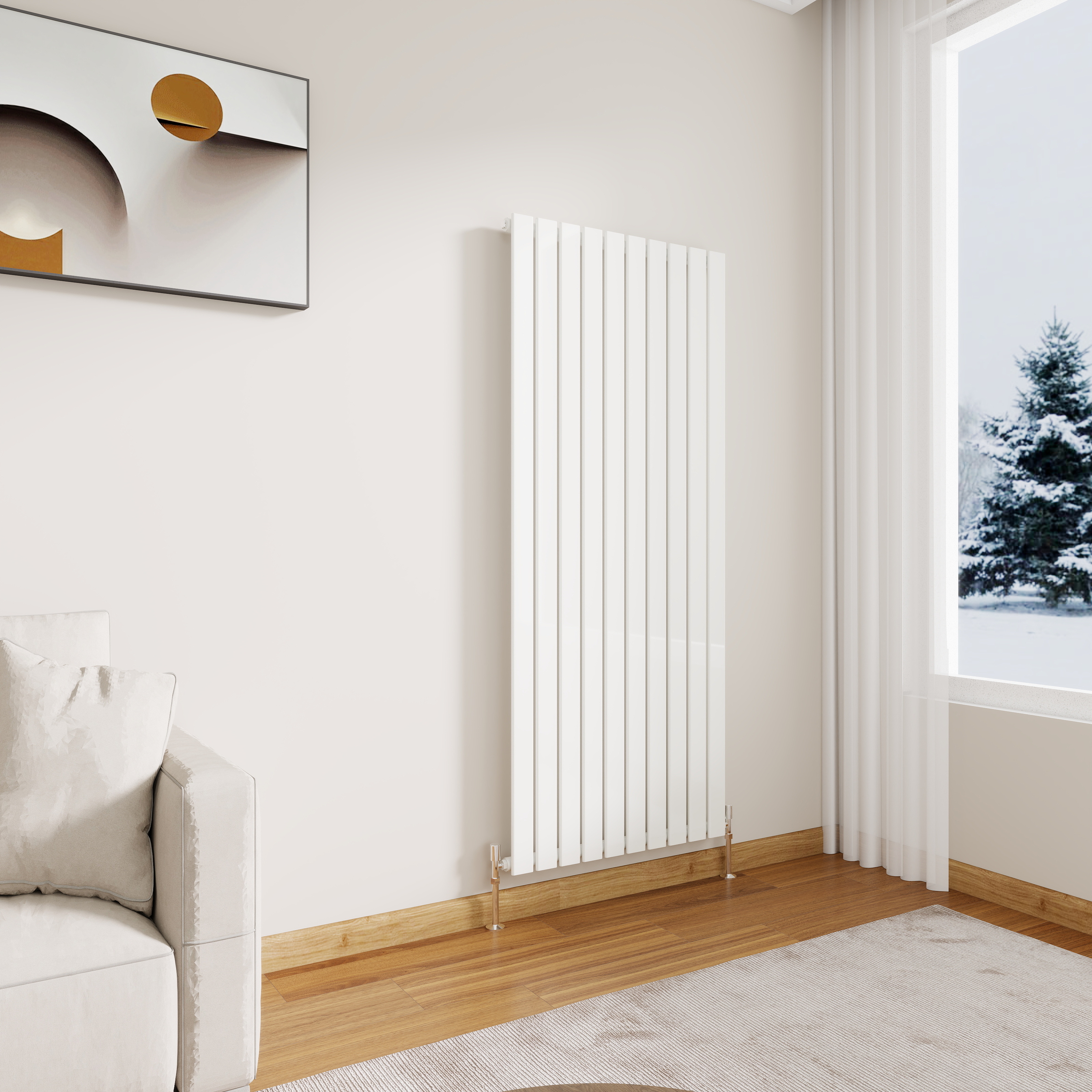 STECHHOMES Designer Flat Panel Radiator – Vertical Central Heating — 1600x680mm Single White