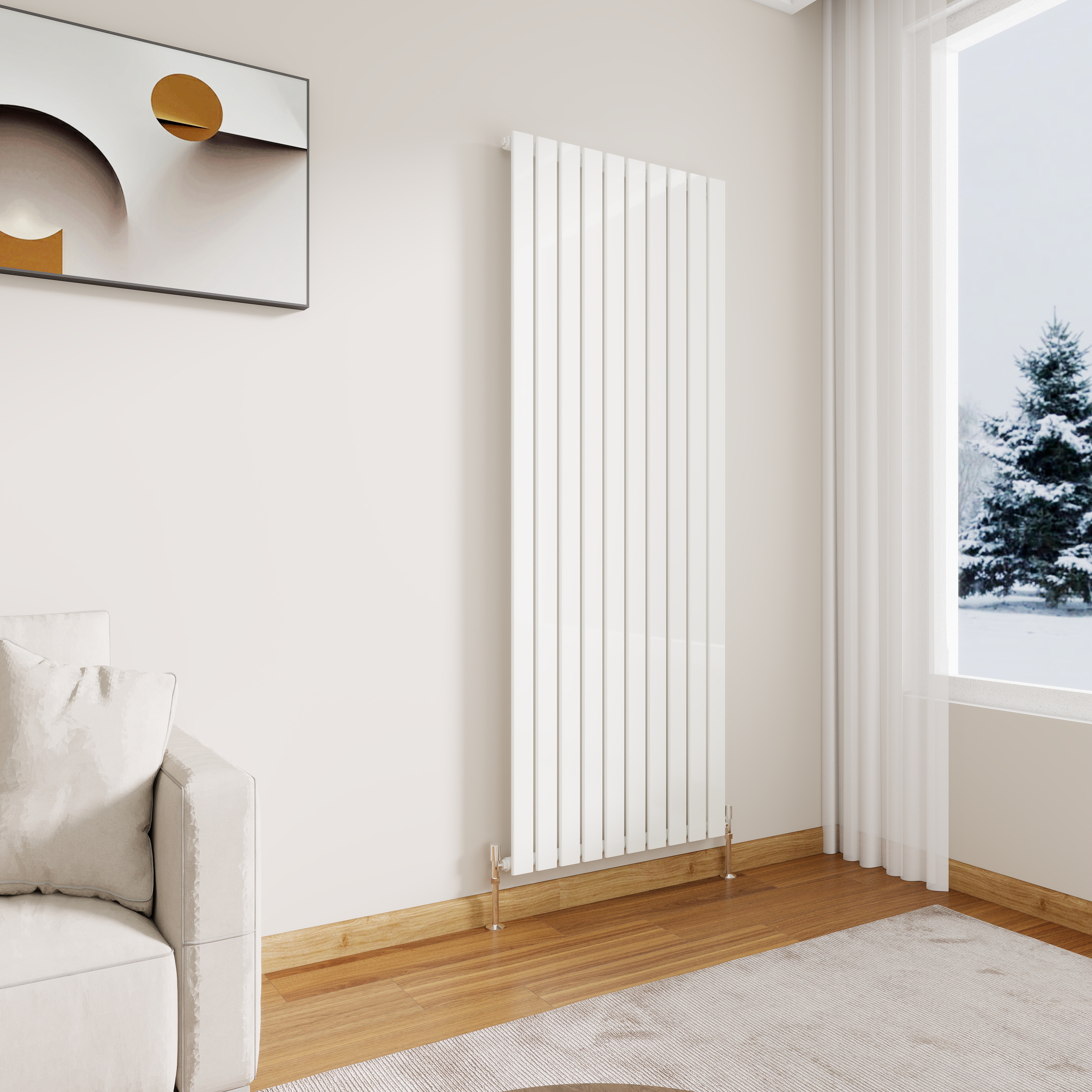 STECHHOMES Designer Flat Panel Radiator – Vertical Central Heating — 1800x680mm Single White