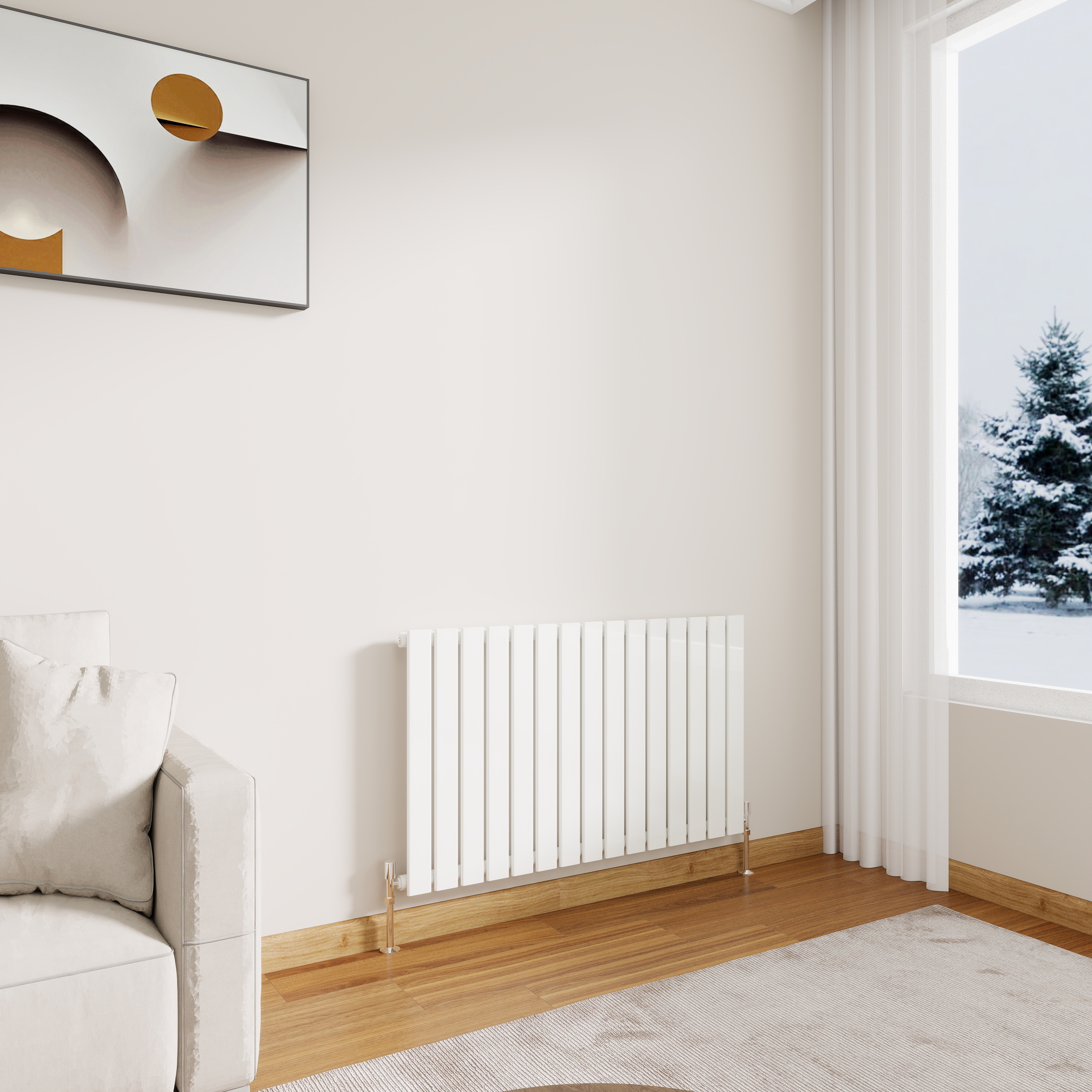 STECHHOMES Designer Flat Panel Radiator – Horizontal Central Heating — 600x1020mm Single White