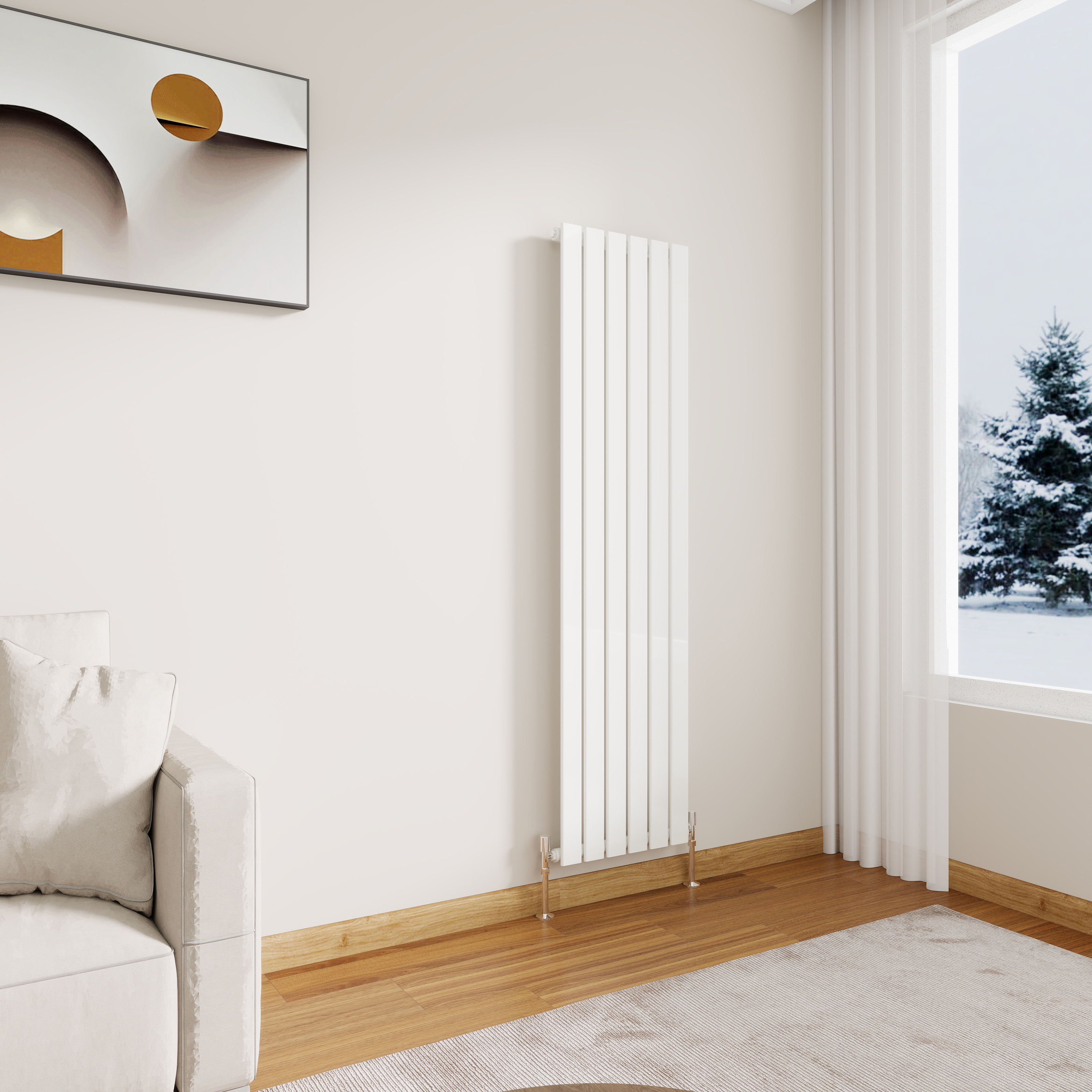 STECHHOMES Designer Flat Panel Radiator – Vertical Central Heating — 1600x408mm Single White