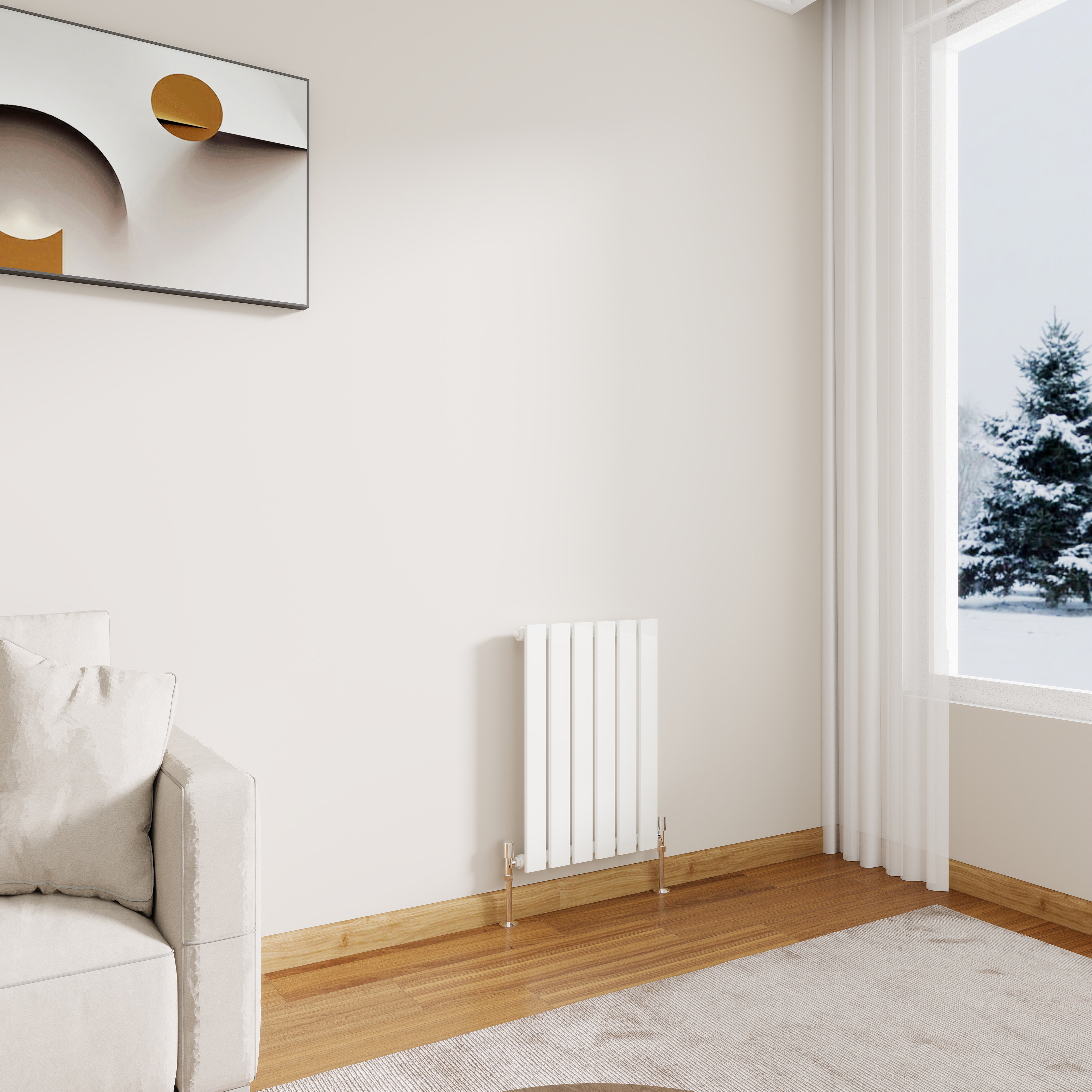 STECHHOMES Designer Flat Panel Radiator – Horizontal Central Heating — 600x408mm Single White