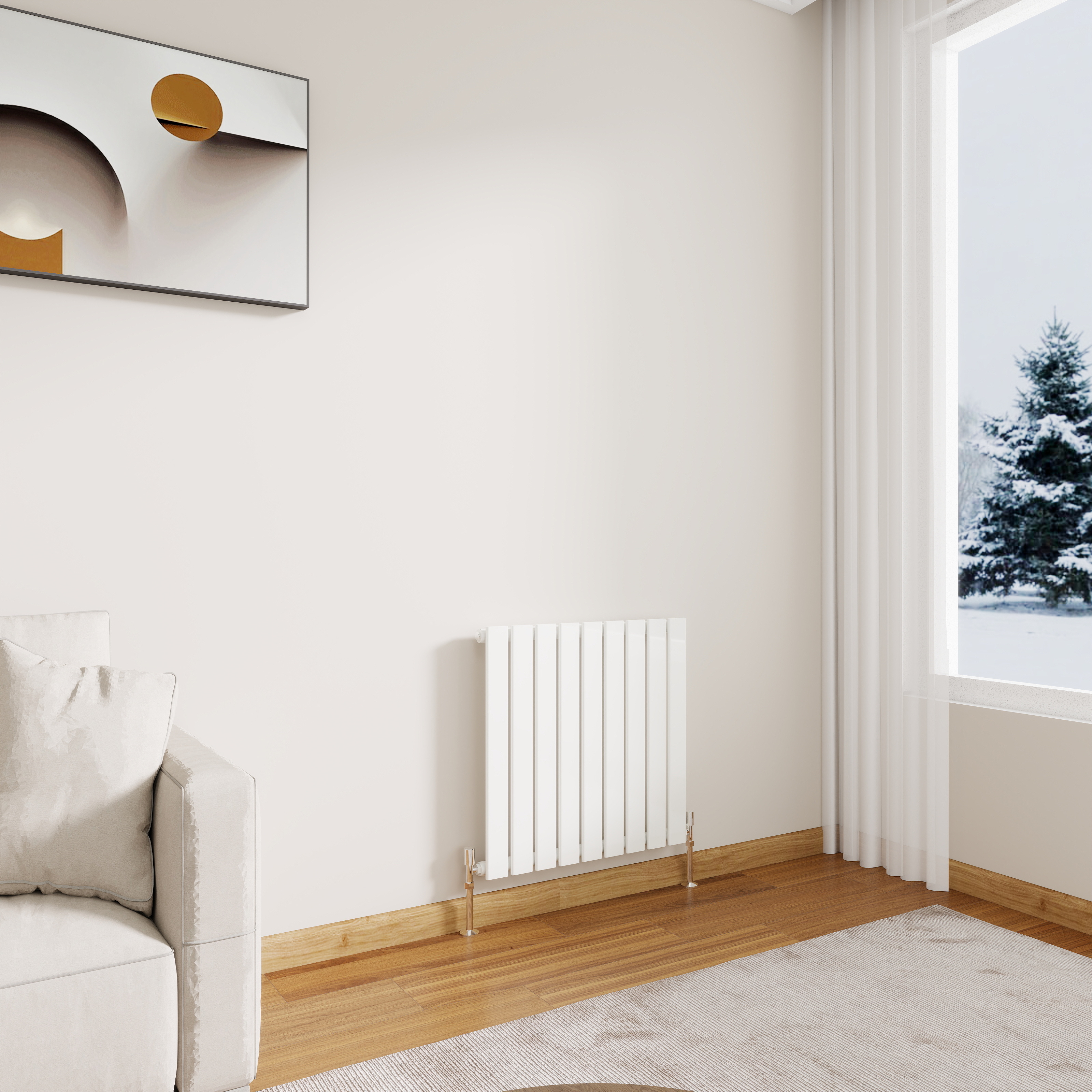 STECHHOMES Designer Flat Panel Radiator – Horizontal Central Heating — 600x612mm Single White