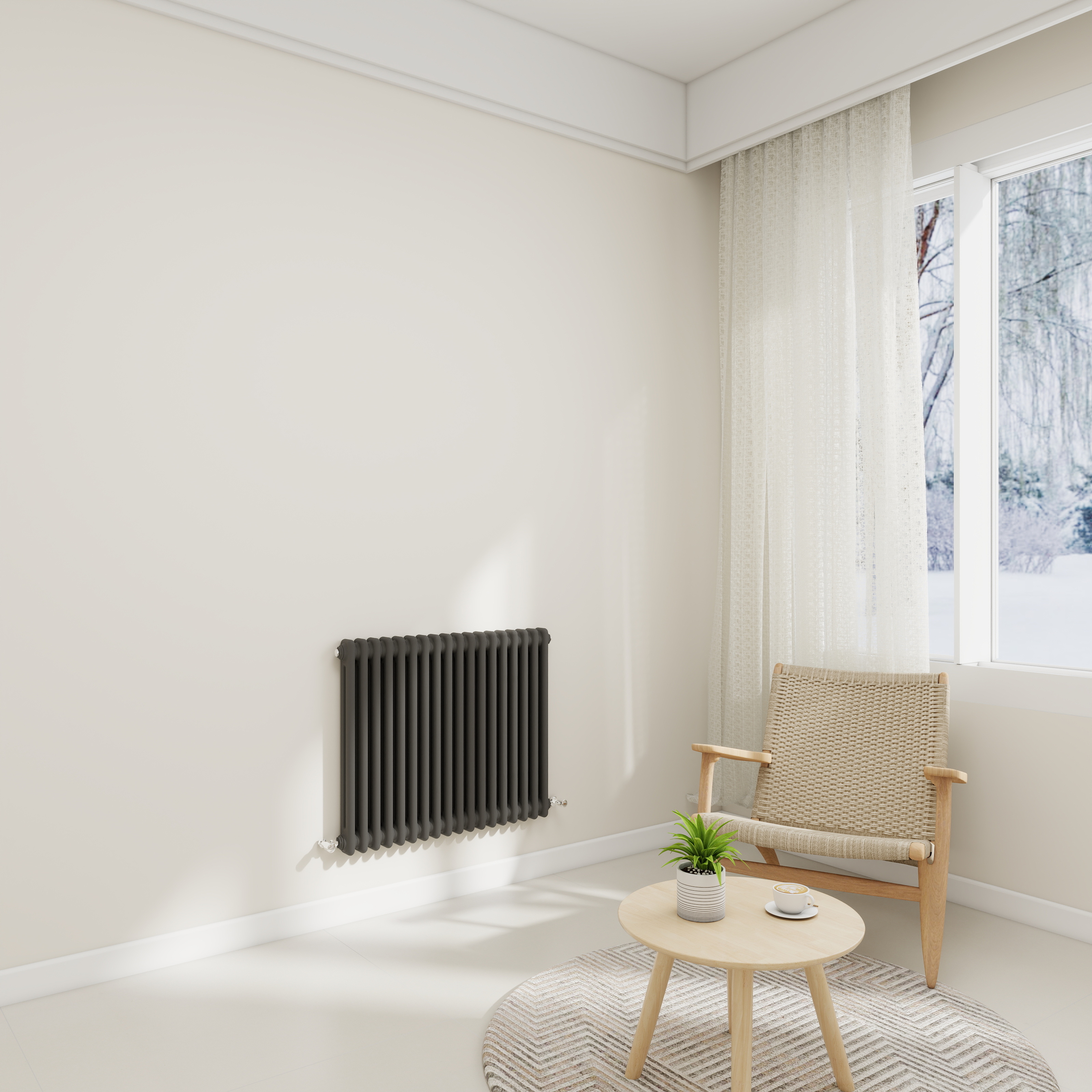 STECHHOMES Traditional Cast Iron Style Column Radiator | Horizontal 2 & 3 Column Central Heating Rad — 600x830mm 2 Column Anthracite