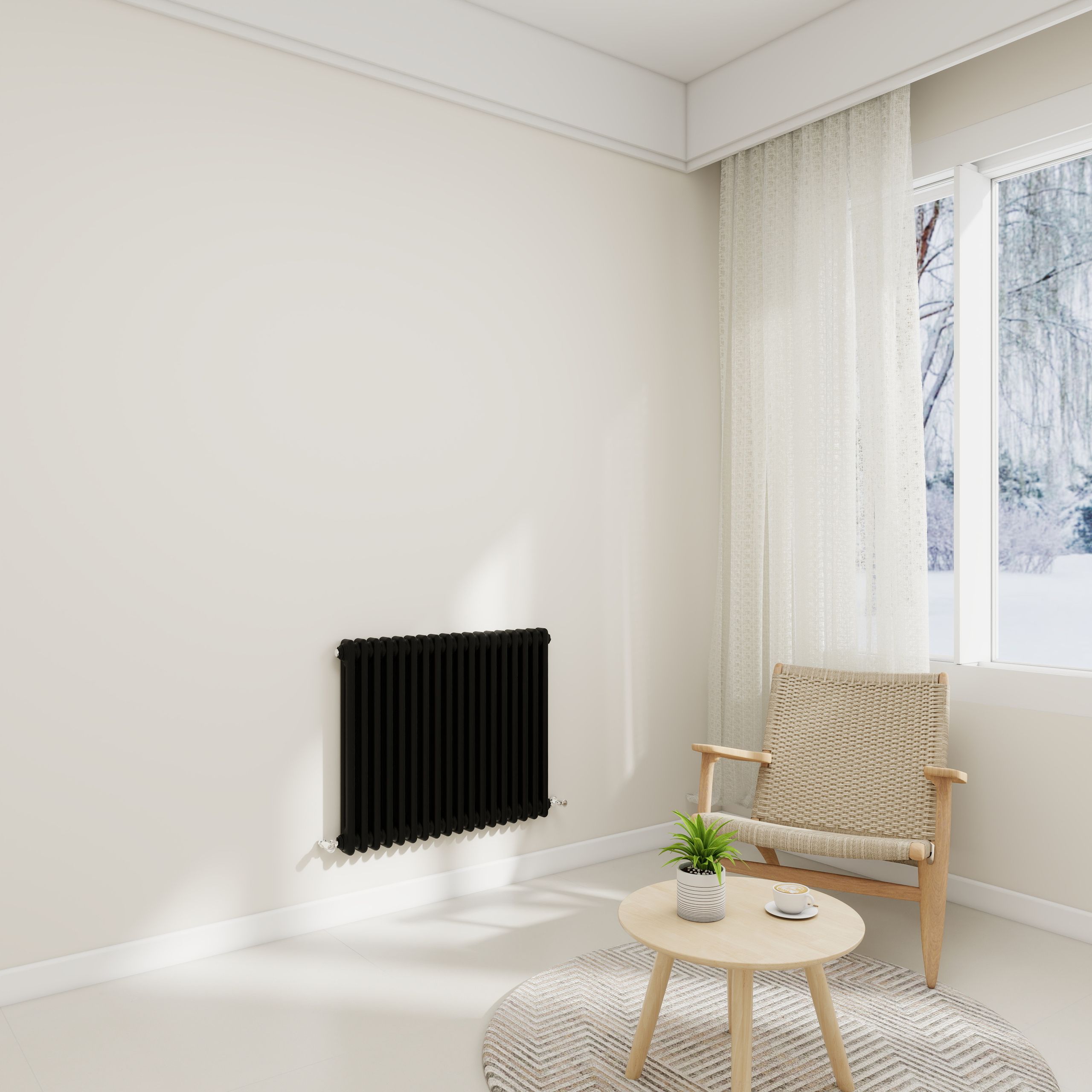 STECHHOMES Traditional Cast Iron Style Column Radiator | Horizontal 2 & 3 Column Central Heating Rad — 600x830mm 2 Column Black