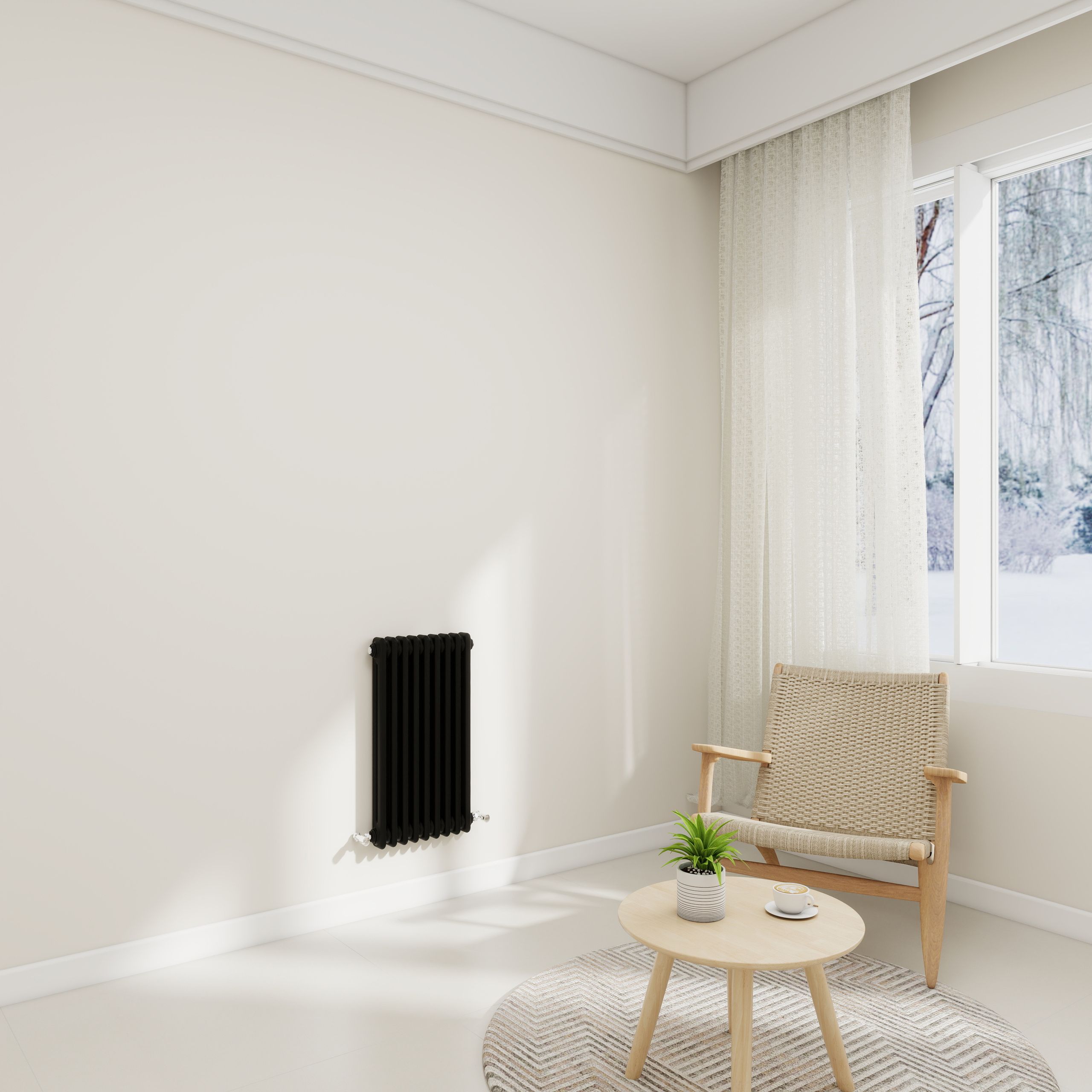 STECHHOMES Traditional Cast Iron Style Column Radiator | Horizontal 2 & 3 Column Central Heating Rad — 600x425mm 2 Column Black
