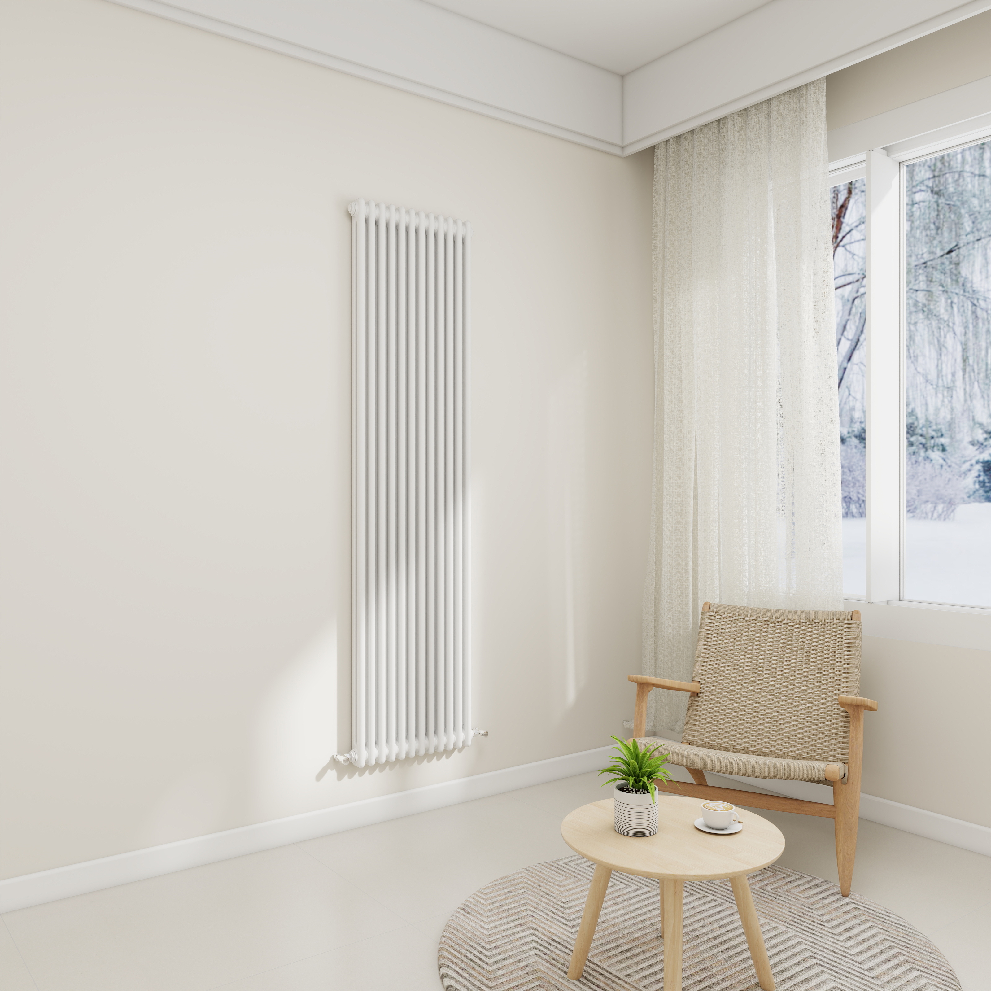 STECHHOMES Traditional Cast Iron Style Column Radiator | Vertical 2 & 3 Column Central Heating Rad — 1800x560mm 2 Column White