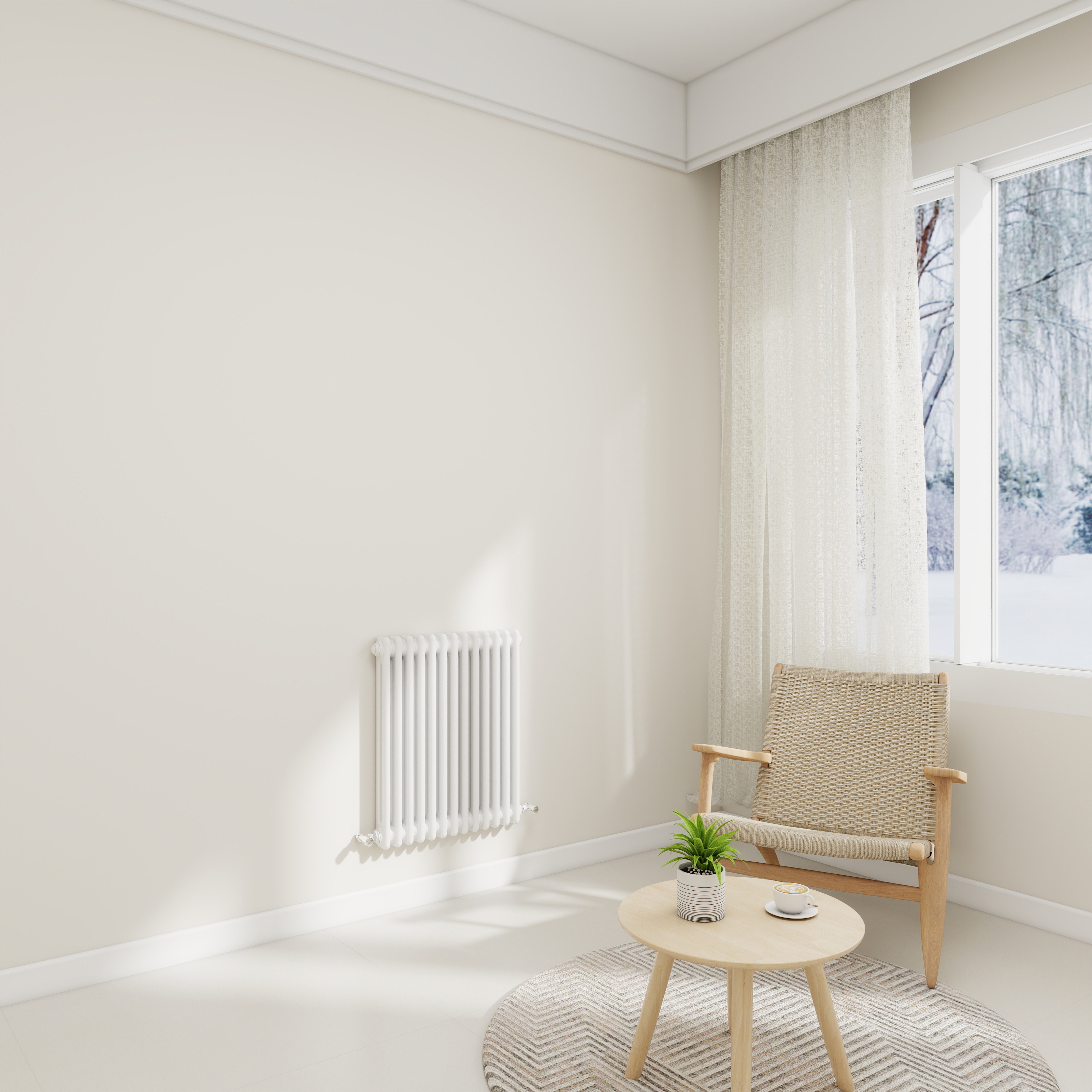 STECHHOMES Traditional Cast Iron Style Column Radiator | Horizontal 2 & 3 Column Central Heating Rad — 600x605mm 2 Column White