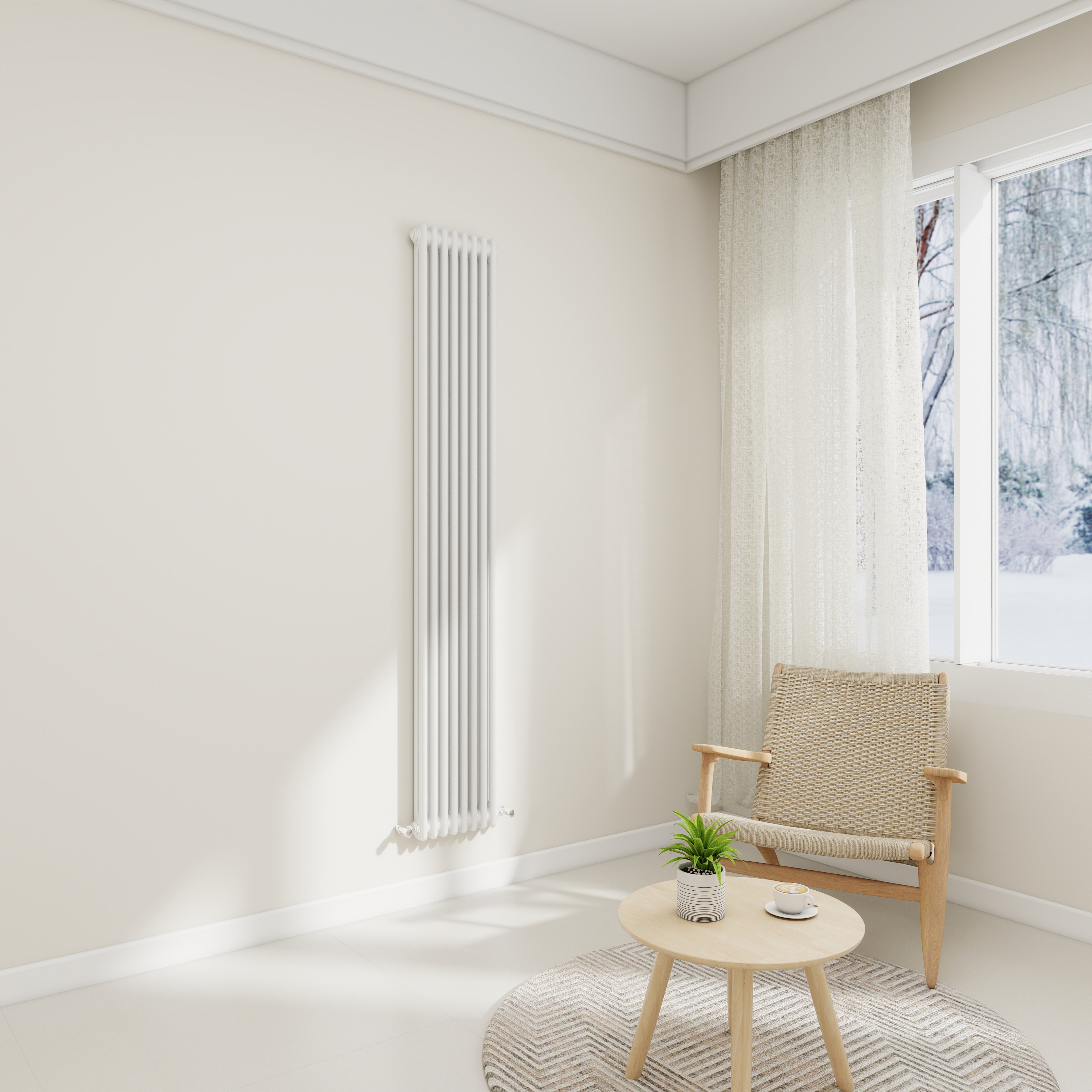 STECHHOMES Traditional Cast Iron Style Column Radiator | Vertical 2 & 3 Column Central Heating Rad — 1800x380mm 2 Column White