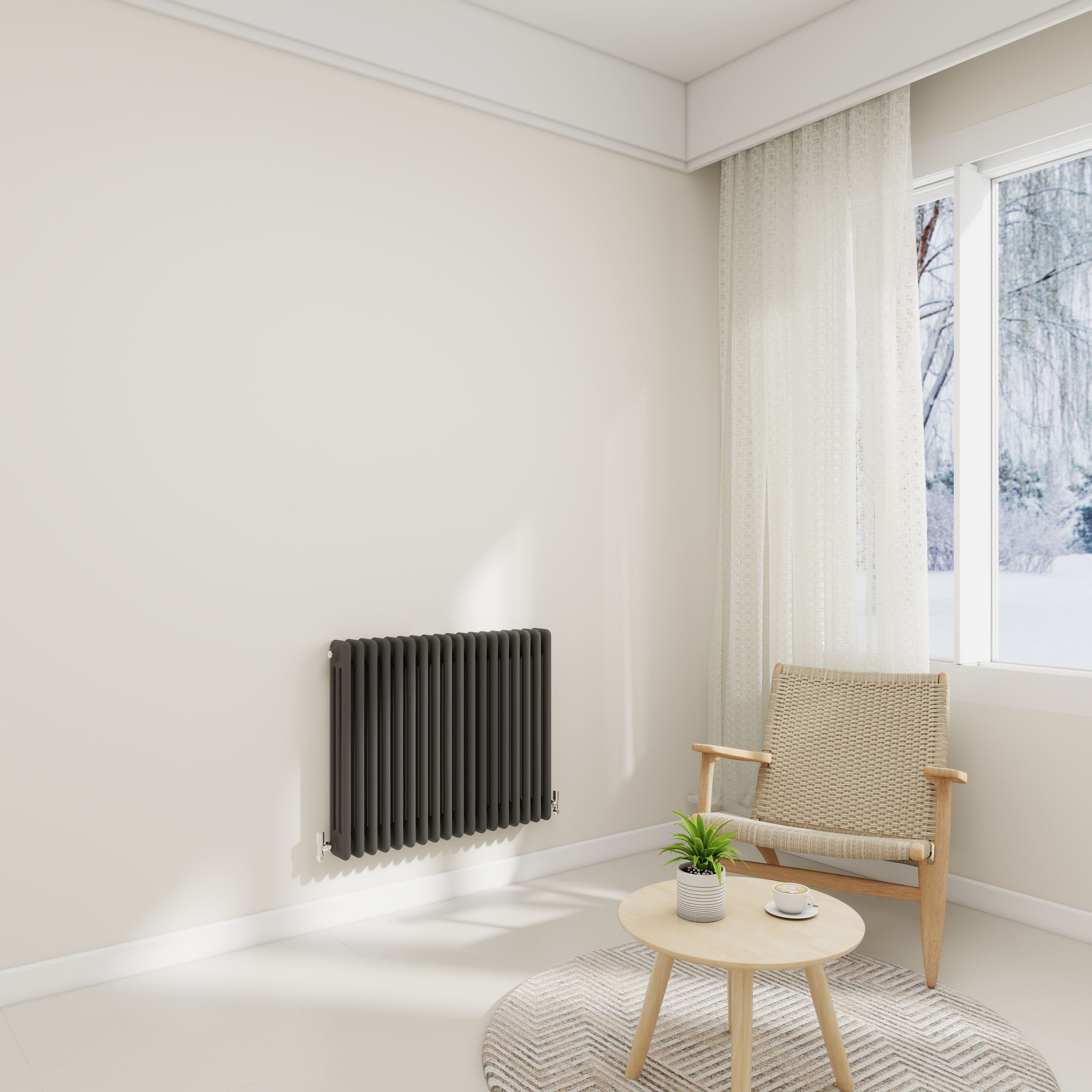 STECHHOMES Traditional Cast Iron Style Column Radiator | Horizontal 2 & 3 Column Central Heating Rad — 600x830mm 3 Column Anthracite