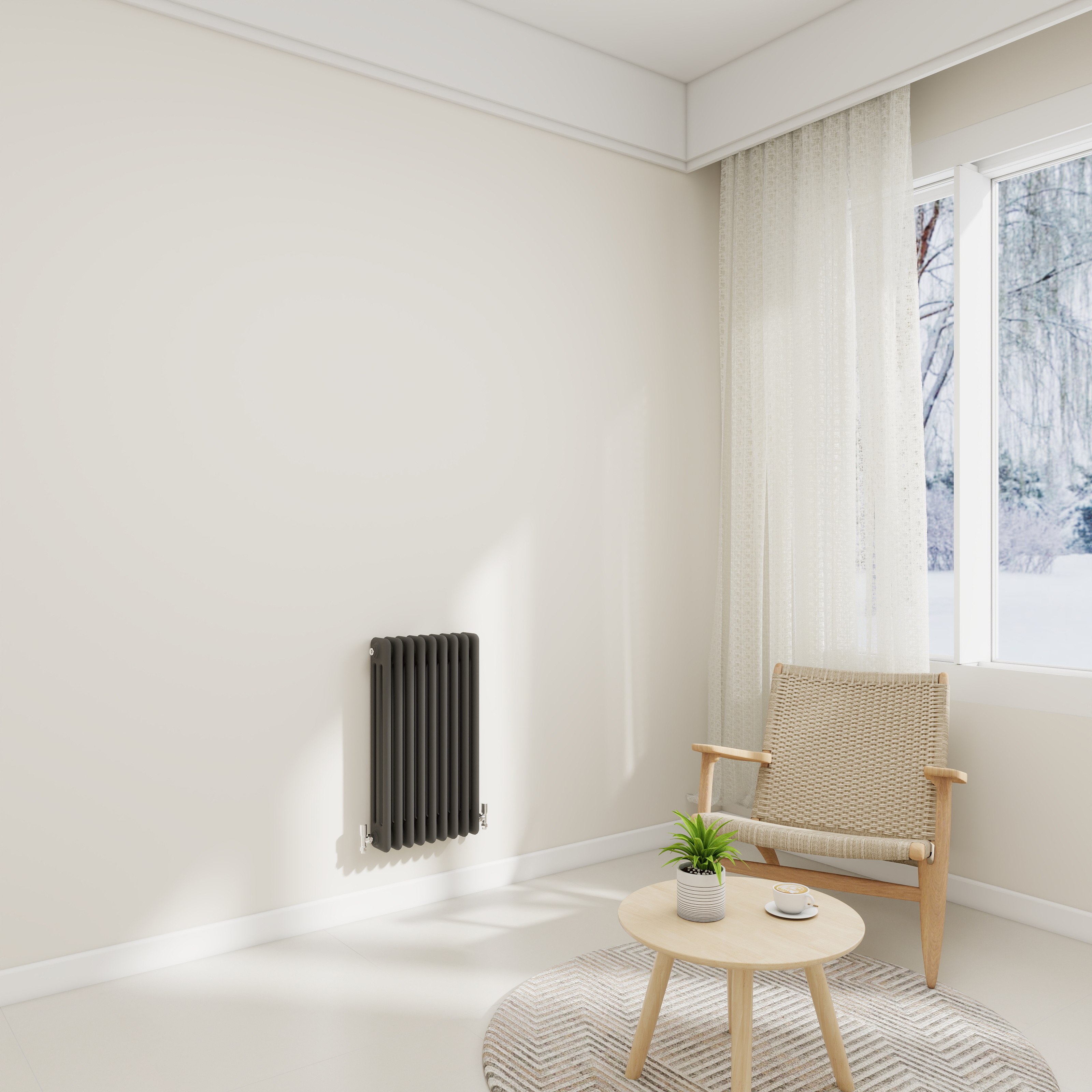 STECHHOMES Traditional Cast Iron Style Column Radiator | Horizontal 2 & 3 Column Central Heating Rad — 600x425mm 3 Column Anthracite
