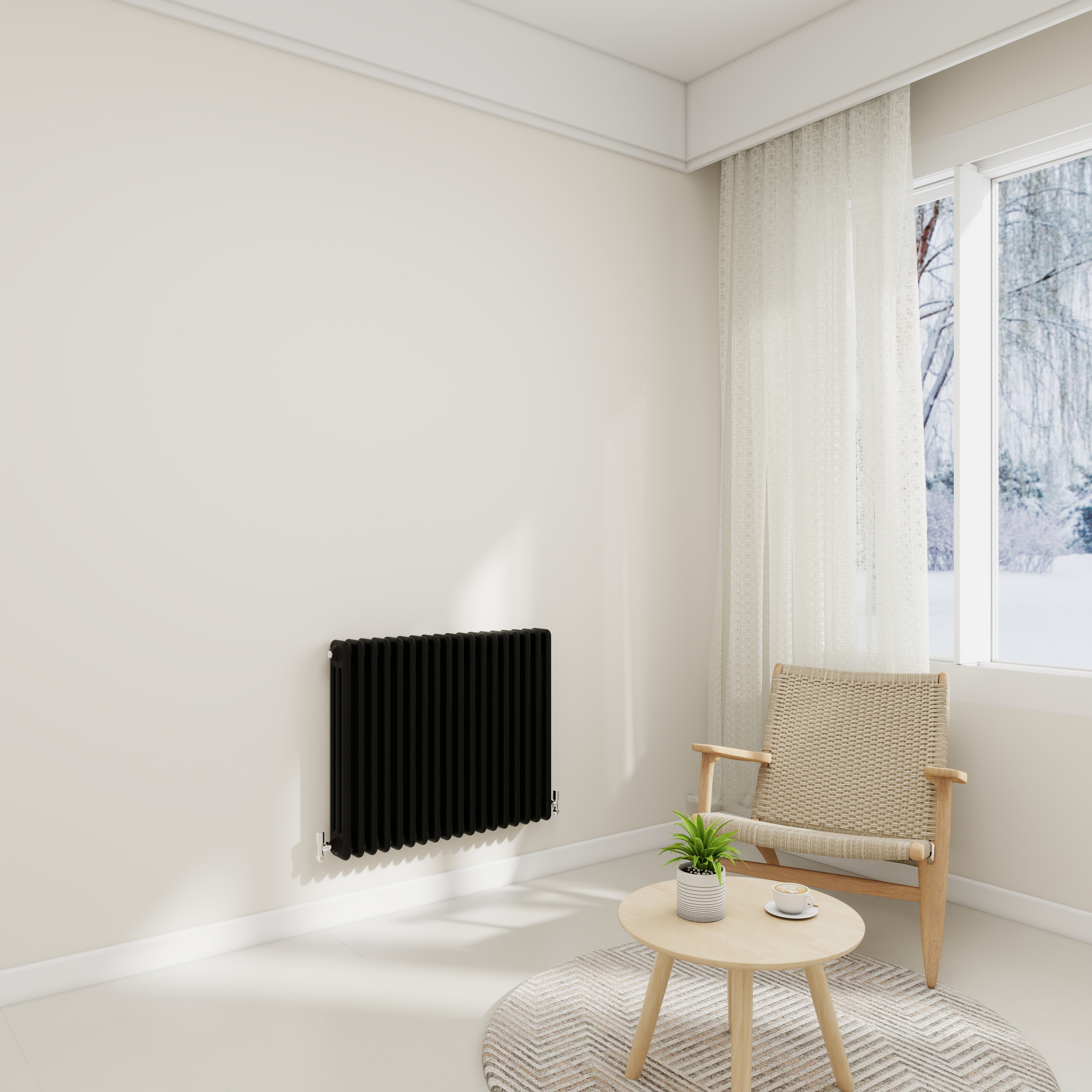 STECHHOMES Traditional Cast Iron Style Column Radiator | Horizontal 2 & 3 Column Central Heating Rad — 600x830mm 3 Column Black