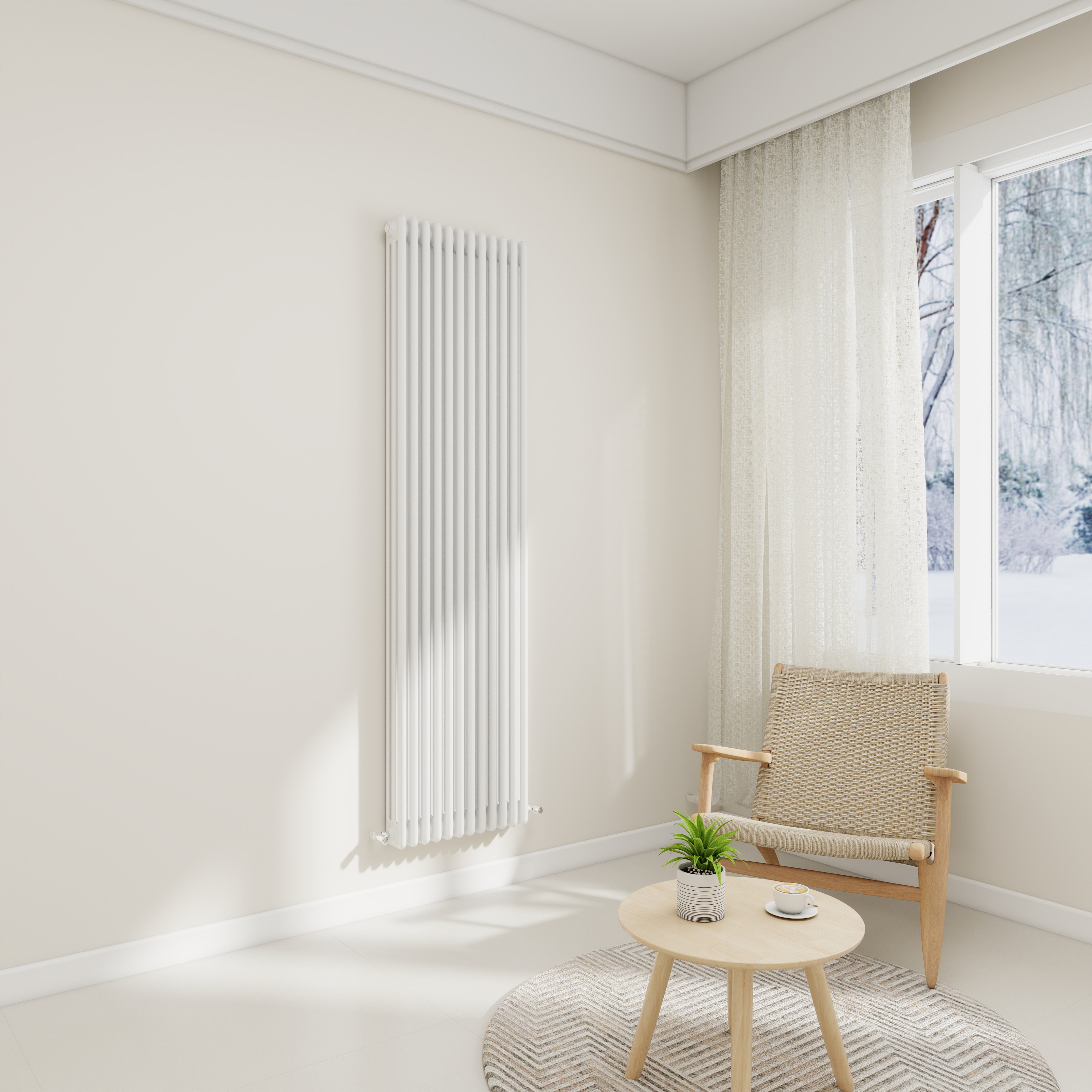 STECHHOMES Traditional Cast Iron Style Column Radiator | Vertical 2 & 3 Column Central Heating Rad — 1800x560mm 3 Column White