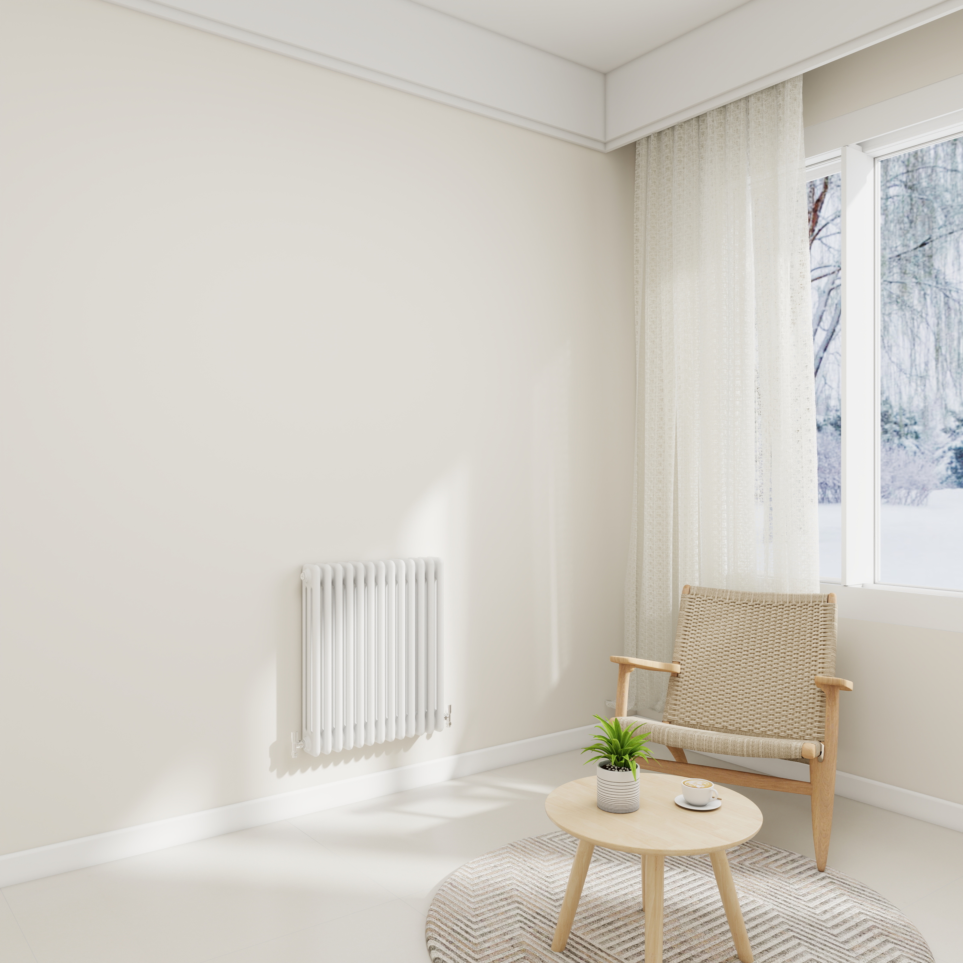 STECHHOMES Traditional Cast Iron Style Column Radiator | Horizontal 2 & 3 Column Central Heating Rad — 600x605mm 3 Column White