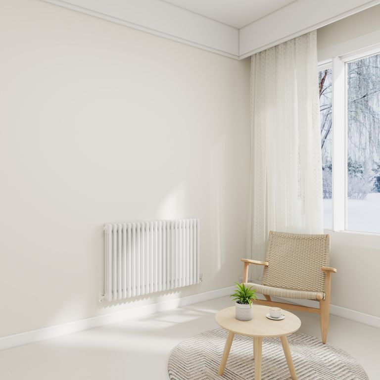 STECHHOMES Traditional Cast Iron Style Column Radiator | Horizontal 2 & 3 Column Central Heating Rad — 600x1010mm 3 Column White