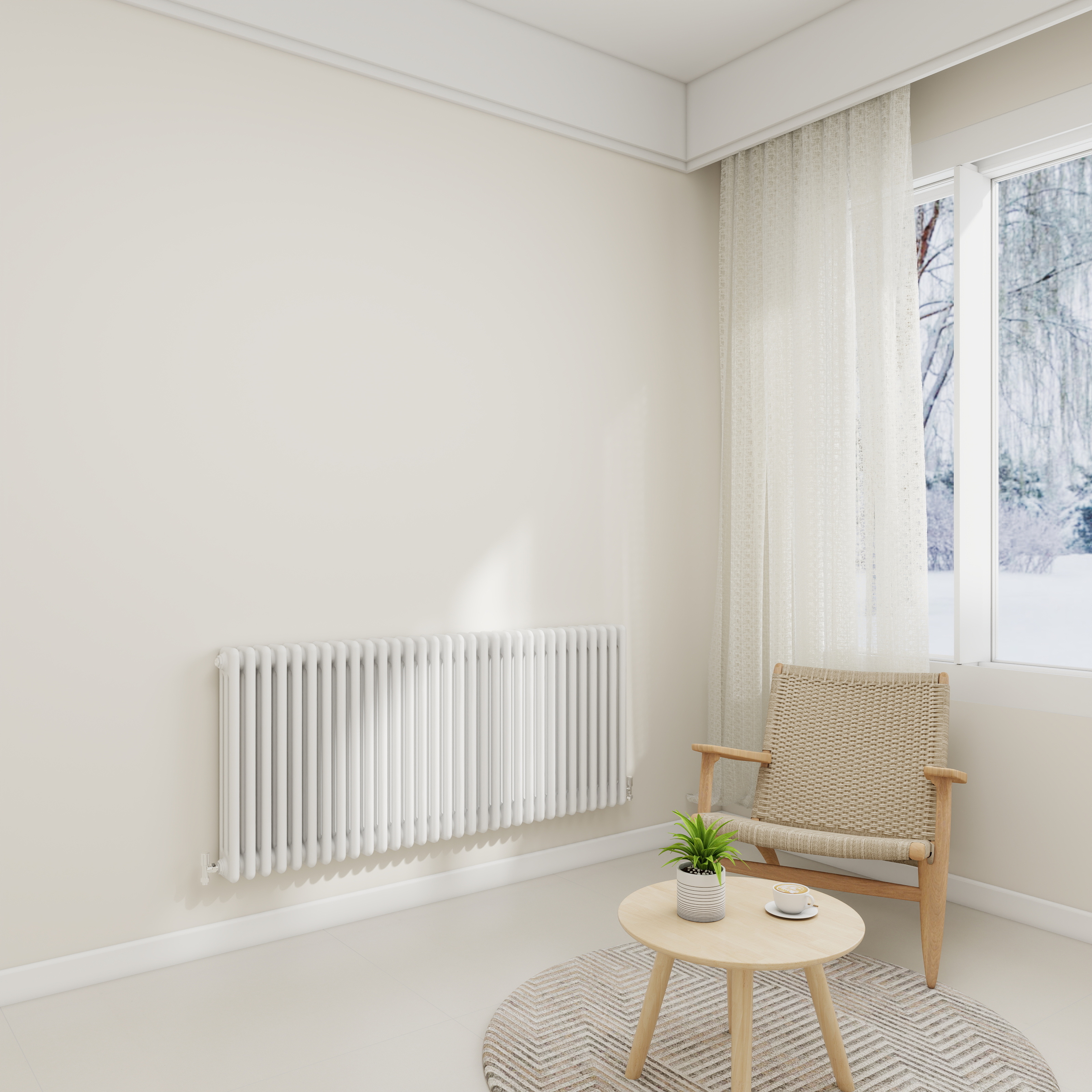 STECHHOMES Traditional Cast Iron Style Column Radiator | Horizontal 2 & 3 Column Central Heating Rad — 600x1460mm 3 Column White