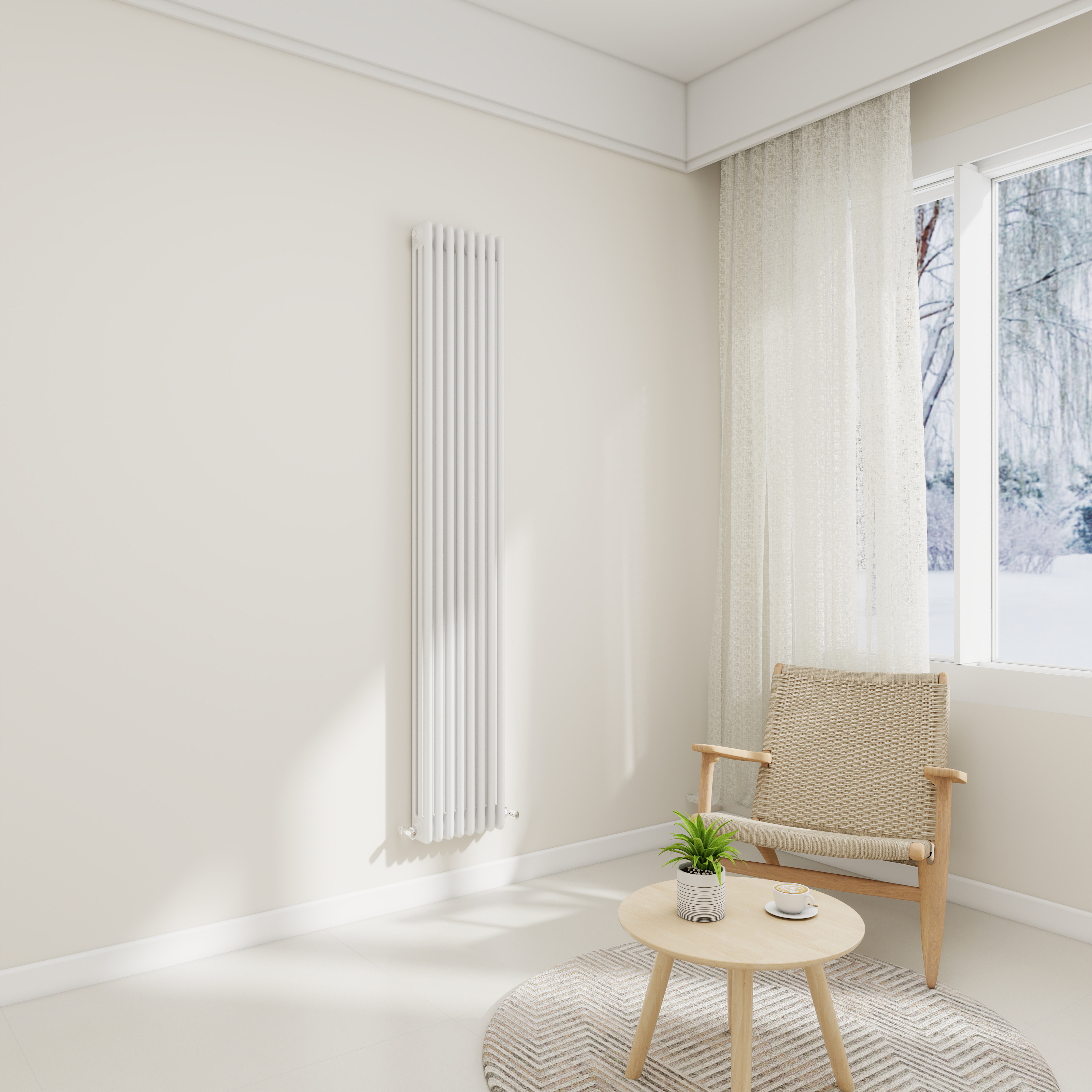 STECHHOMES Traditional Cast Iron Style Column Radiator | Vertical 2 & 3 Column Central Heating Rad — 1800x380mm 3 Column White
