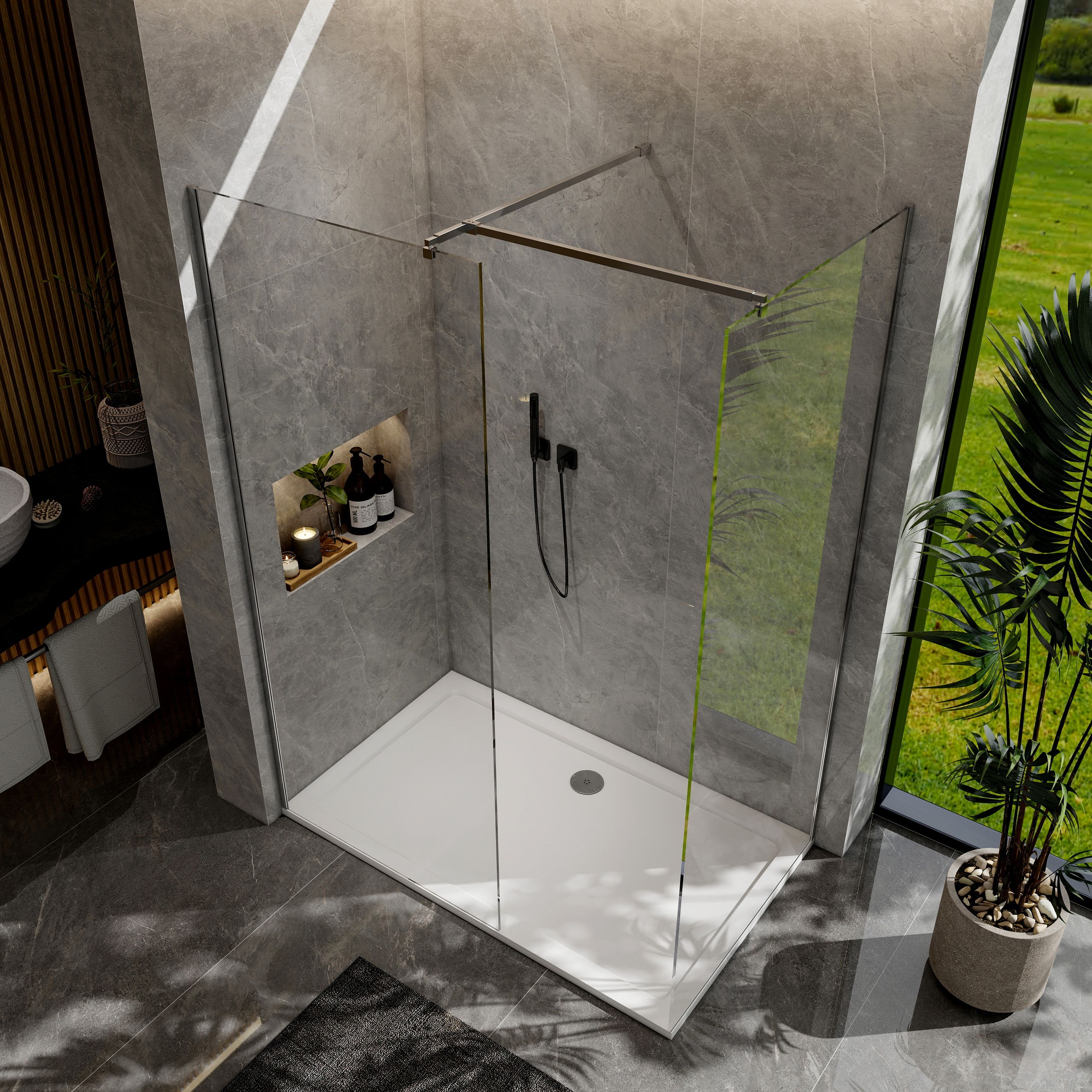 STECHHOMES Walk In Shower Enclosure Screen Side Panel Easy Clean Glass Wet Room Cubicle