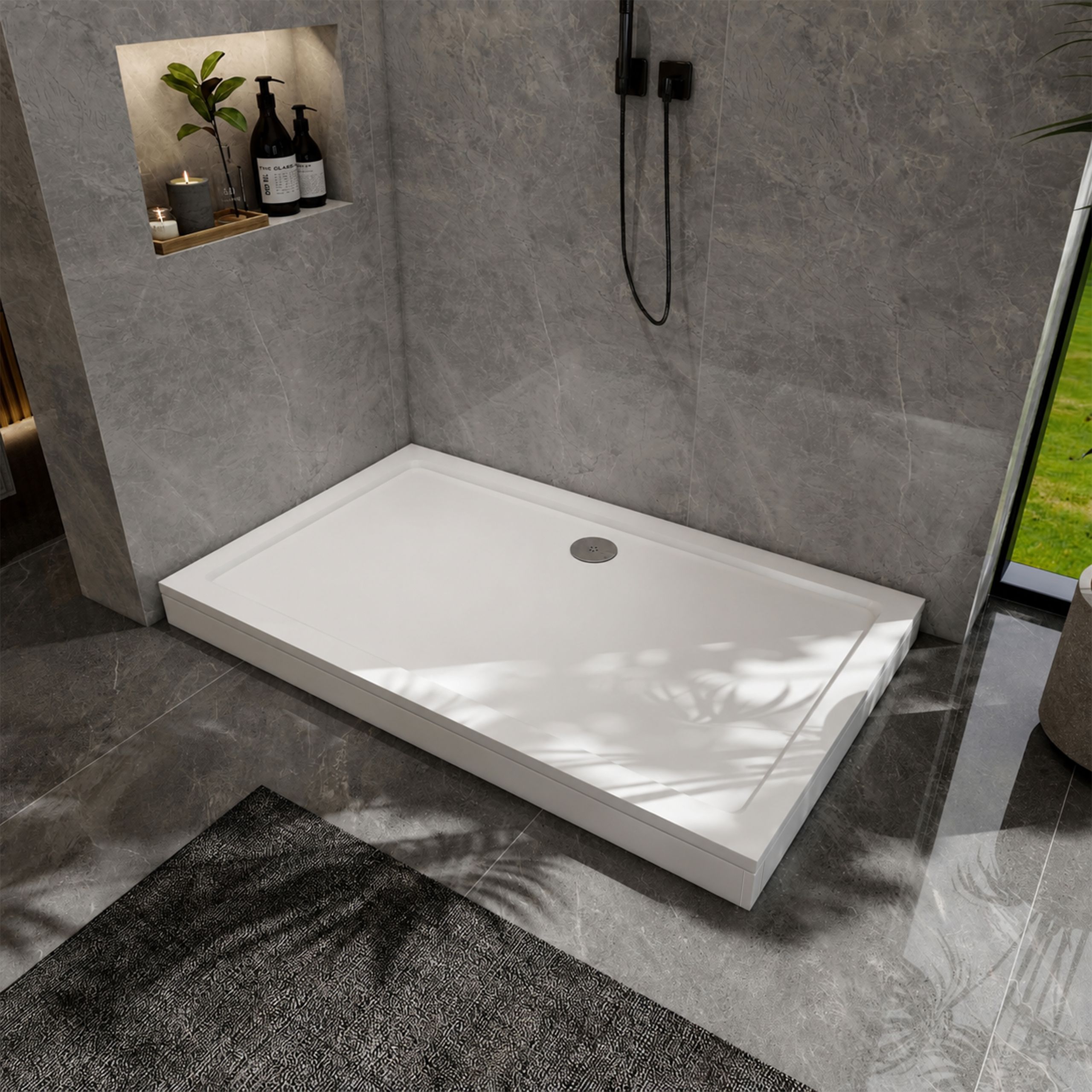 STECHHOMES 30mm Shower Enclosure Stone Tray Square & Rectangle with Riser Kit & Free Waste