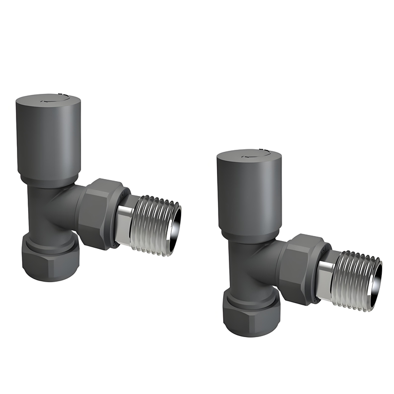 STECHHOMES Angled Thermostatic Radiator Valve Set – Manual & TRV, 15mm x 1/2" — Anthracite Manual