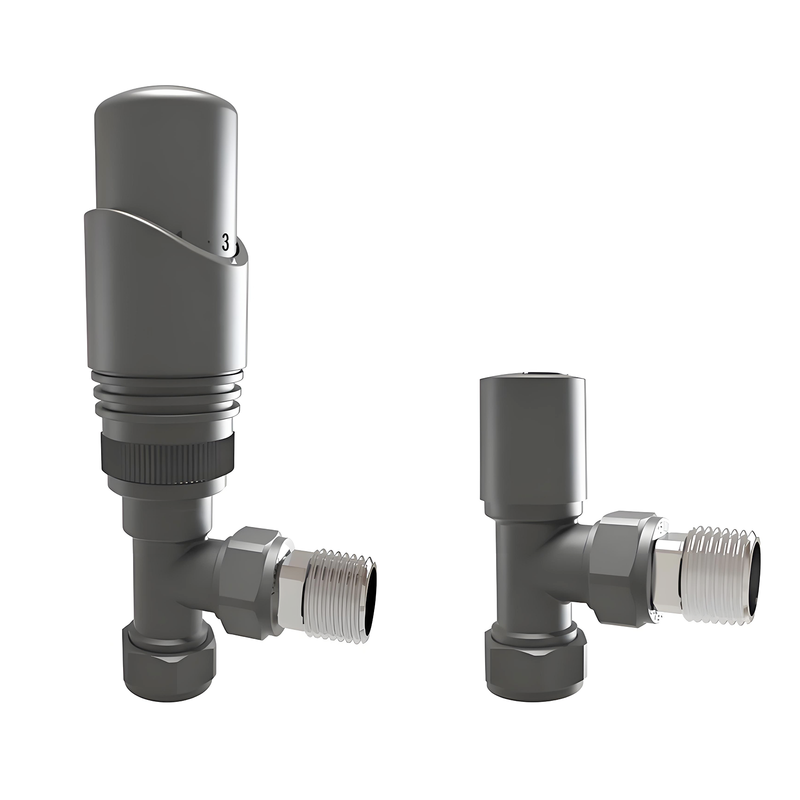 STECHHOMES Angled Thermostatic Radiator Valve Set – Manual & TRV, 15mm x 1/2" — Anthracite Thermostatic