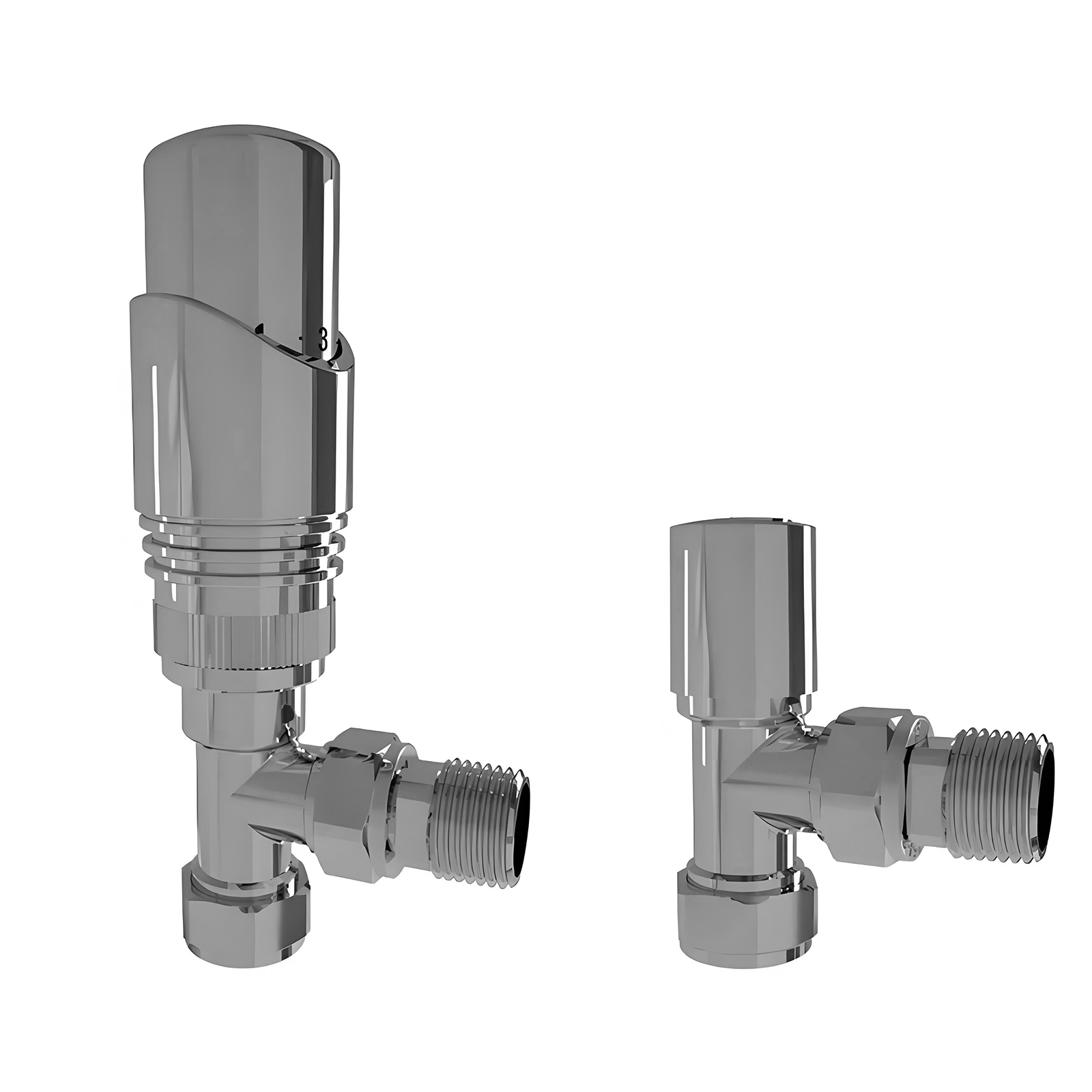 STECHHOMES Angled Thermostatic Radiator Valve Set – Manual & TRV, 15mm x 1/2" — Chrome Thermostatic