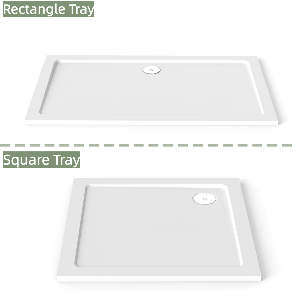 STECHHOMES Simline Rectangle Square Stone Shower Tray Free Waste Trap